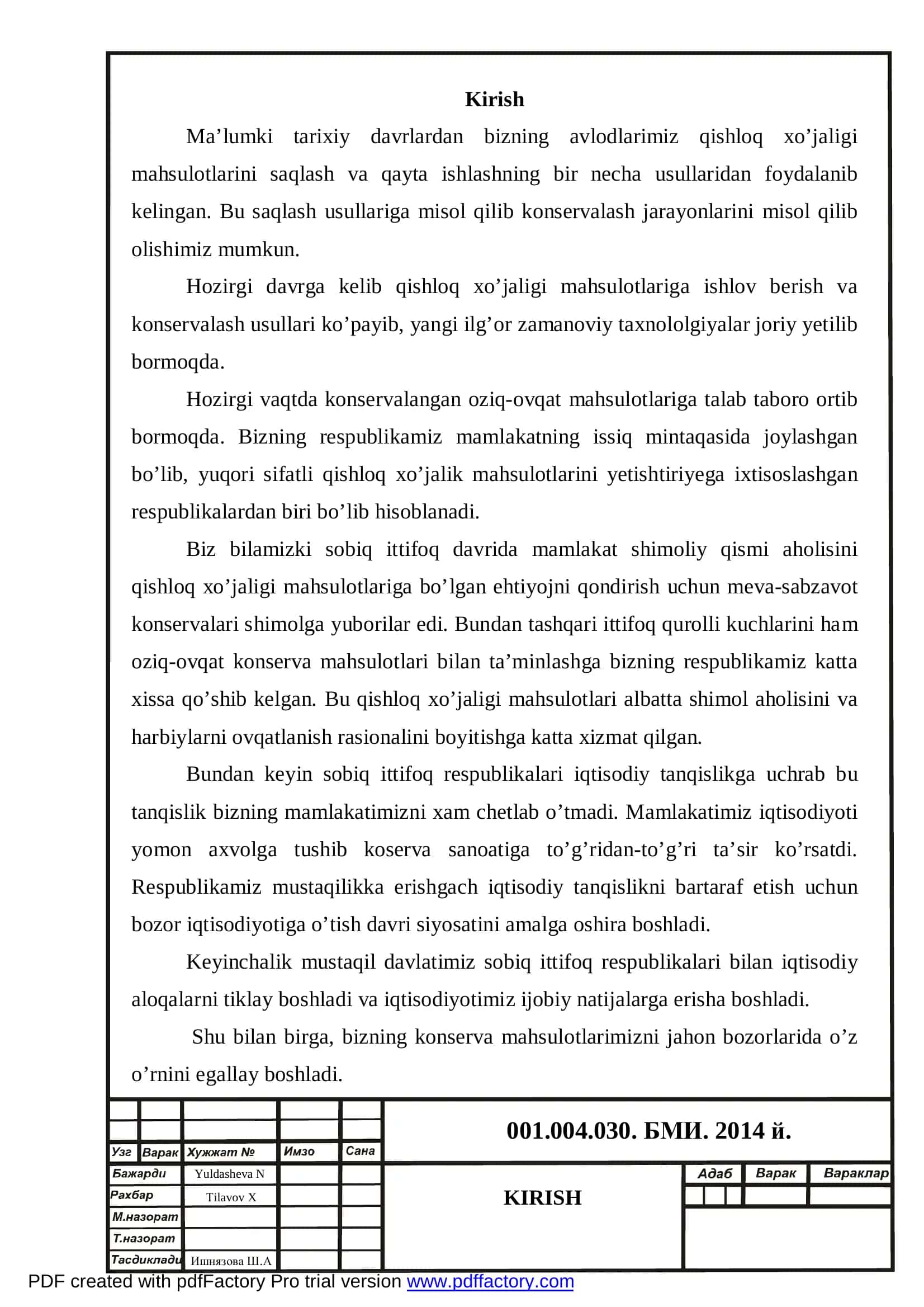 "O’rikdan sharbat tayyorlash texnologiyasini takomillashtirish" mavzusidagi BITIRUV MALAKAVIY ISHI 3