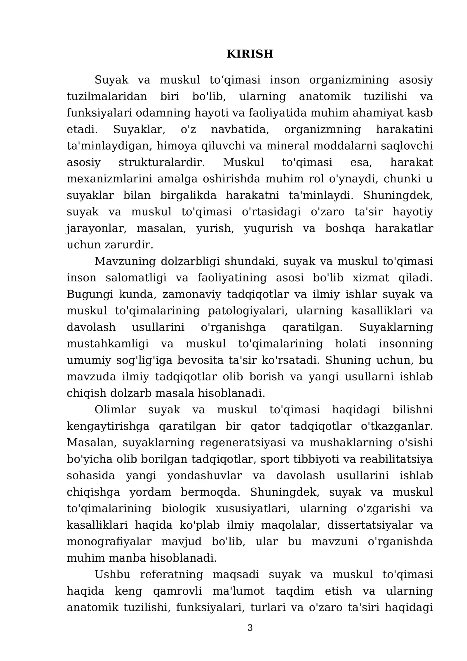 Suyak va muskul toʻqimasi haqida 3