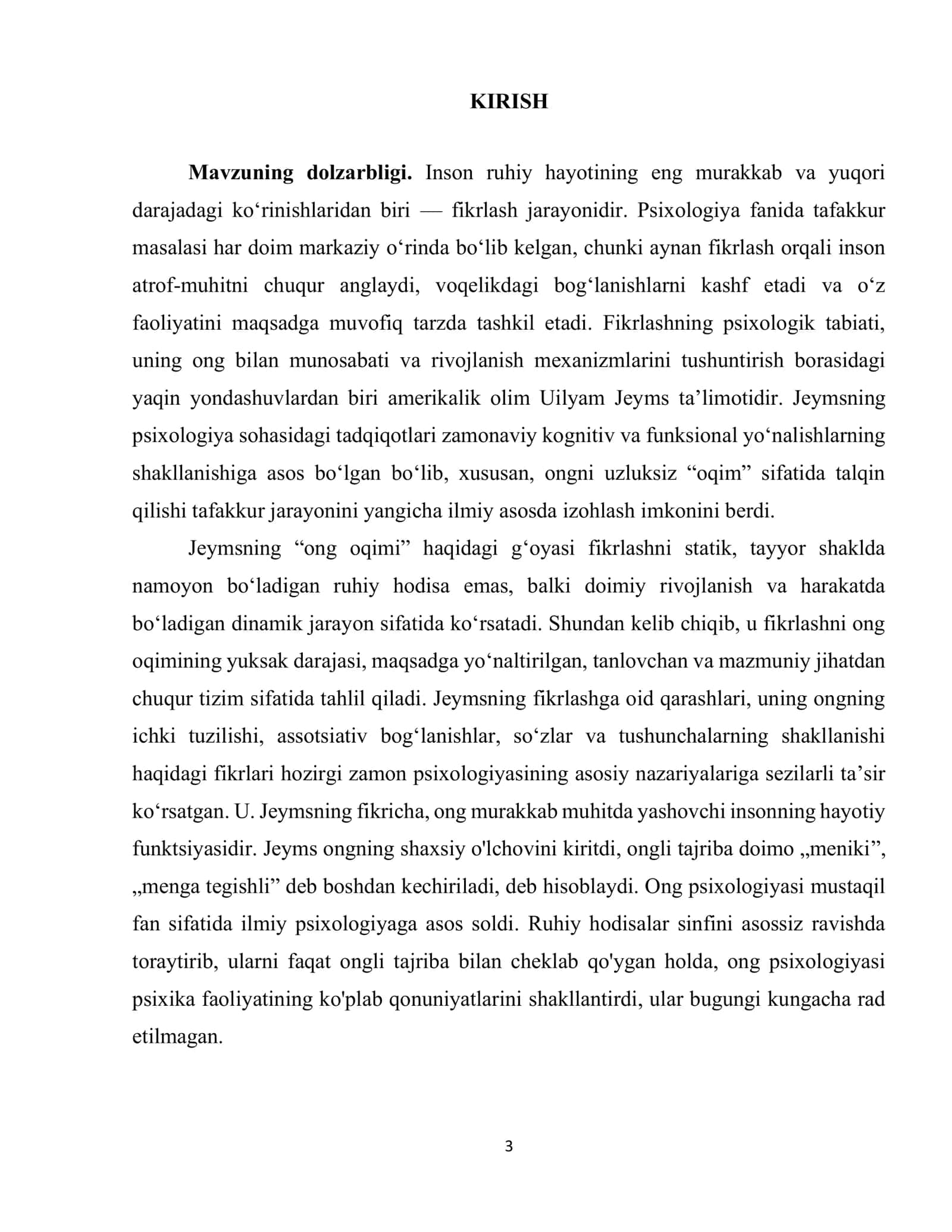 Ong psixologiyasida fikrlashni aniqlash (Jeyms) 3