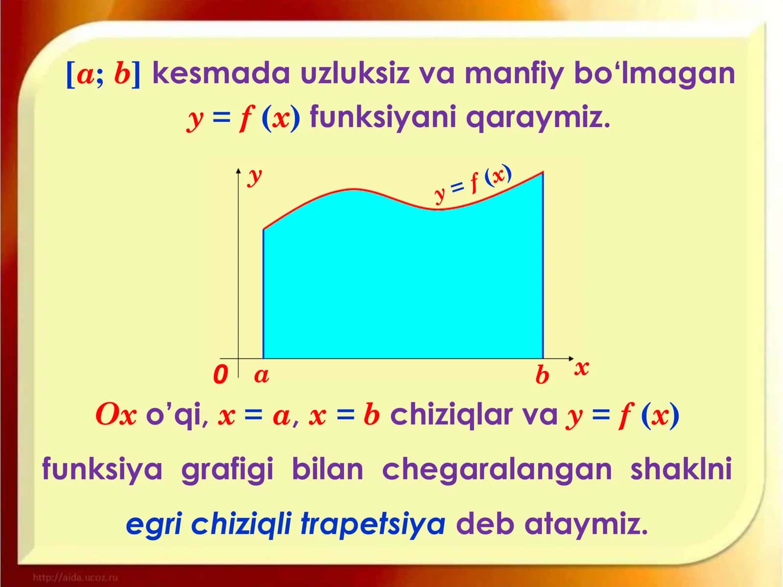ANIQ INTEGRAL VA UNING XOSSALARI. NYUTON-LEYBNITS FORMULASI 3
