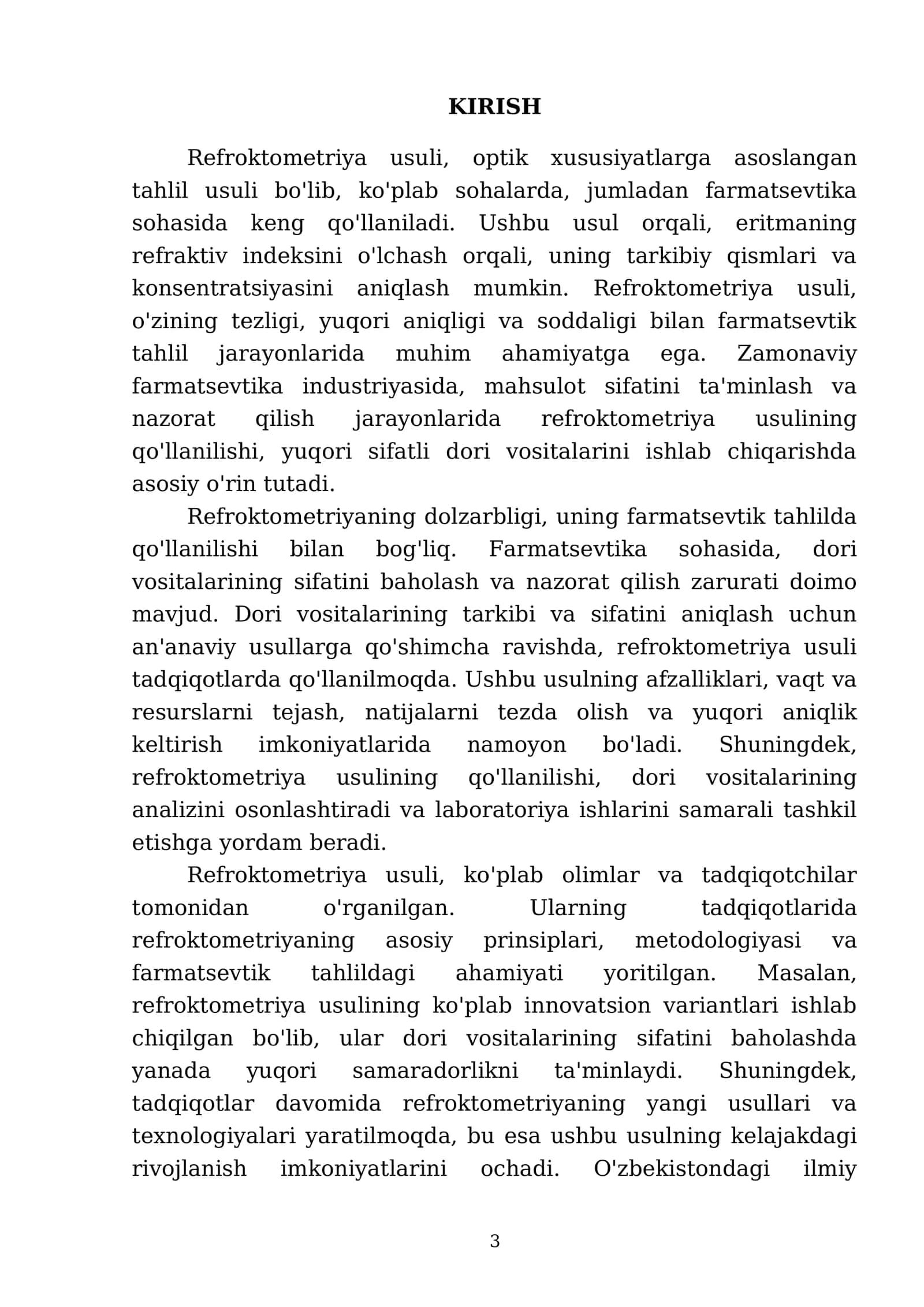 Tahlilni refroktometriya usuli.Farmatsevtik tahlilda qóllanishdagi afzalliklari 3