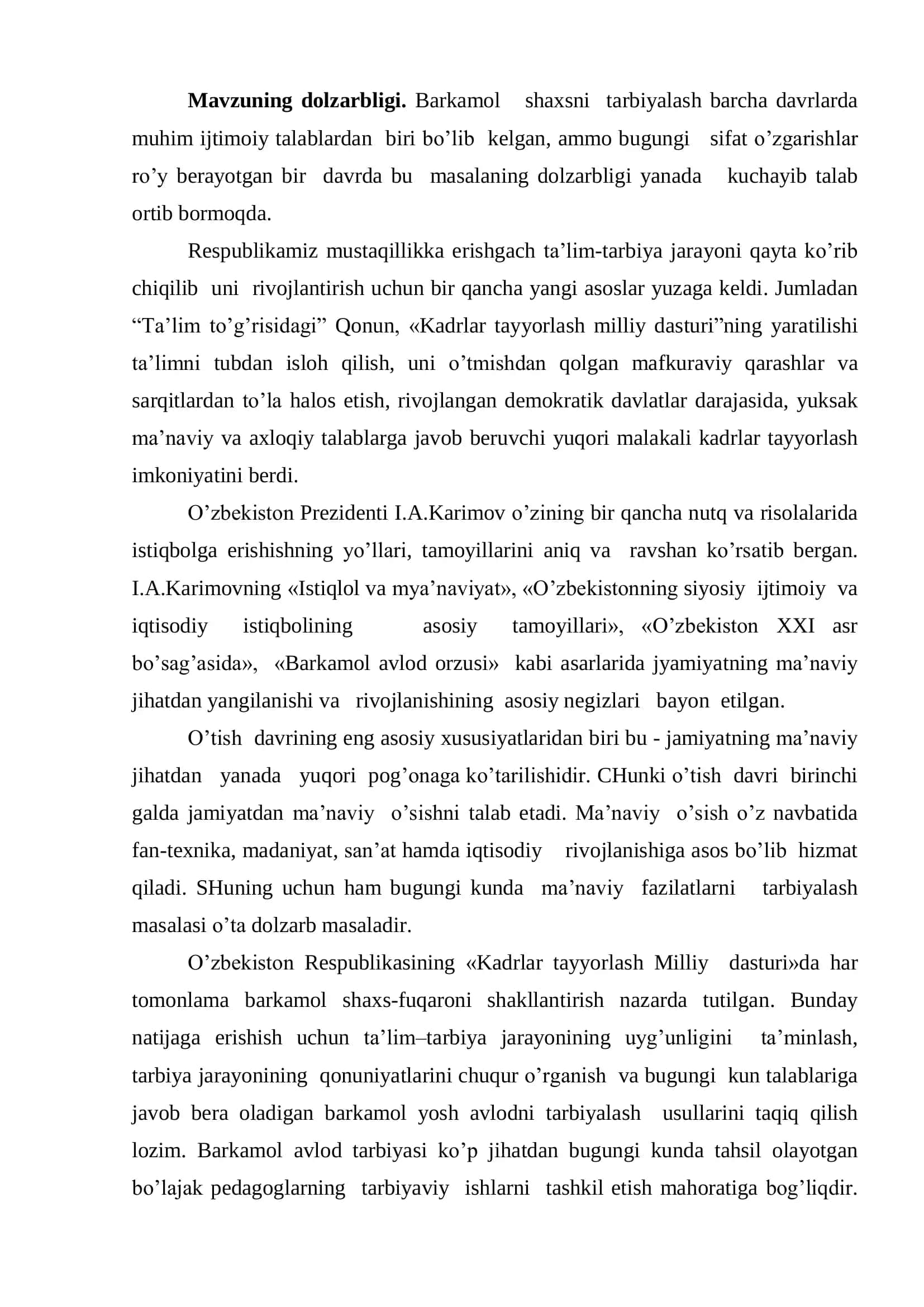 PEDAGOGIK MAHORAT fanidan tayyorlagan KURS ISHI 3