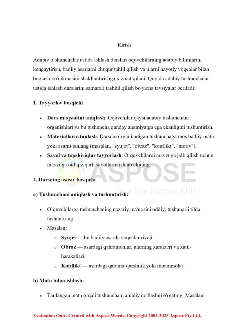 Badiiy asarlar ustida ishlash 3