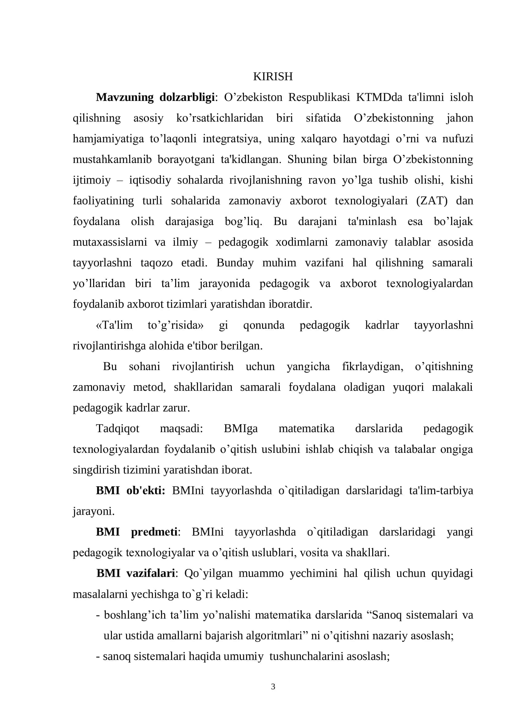 Mavzu: Boshlang’ich ta’limda“Sanoq sistemalari va ular ustida amallarni bajarish algoritmlari” ni o’rgatish metodikasi 3