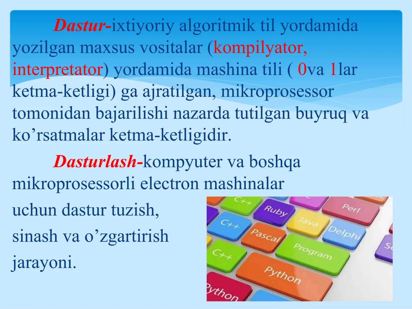 Zamonaviy dasturlash texnologiyalari. Algoritmlar, xossalari, turlari 3