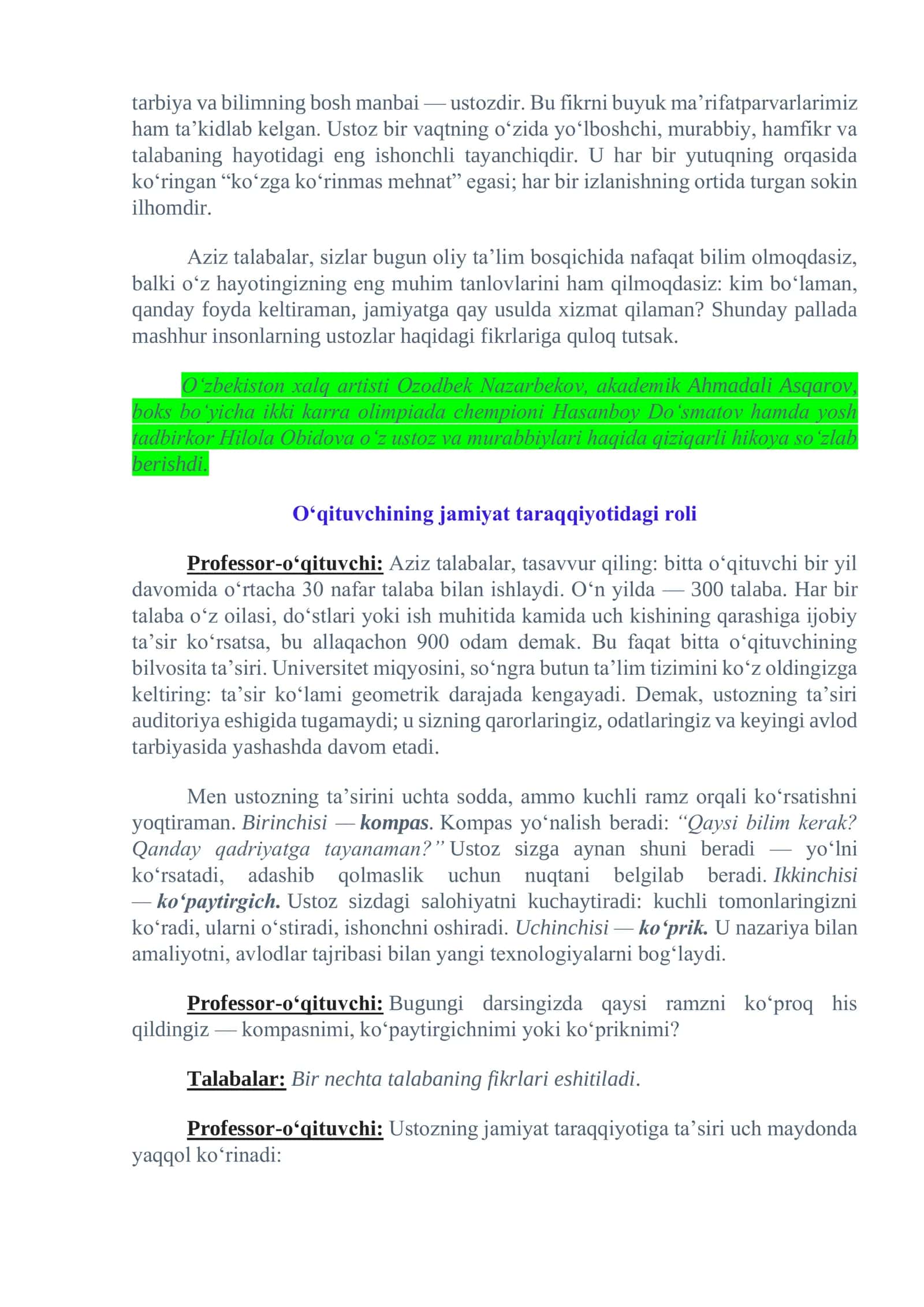 oʻqituvchi va murabbiylar kuni. dars ishlanmasi 3