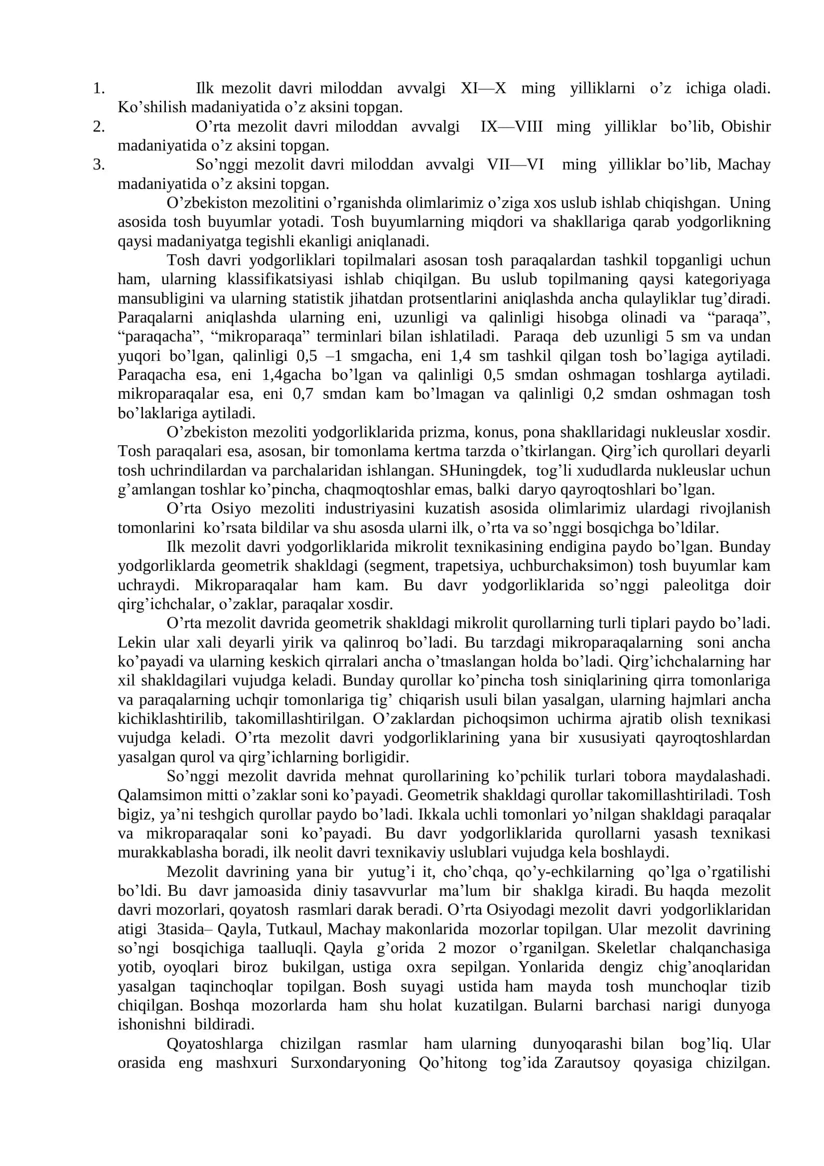 Мезолит даври ва унинг ўрганилиши 3