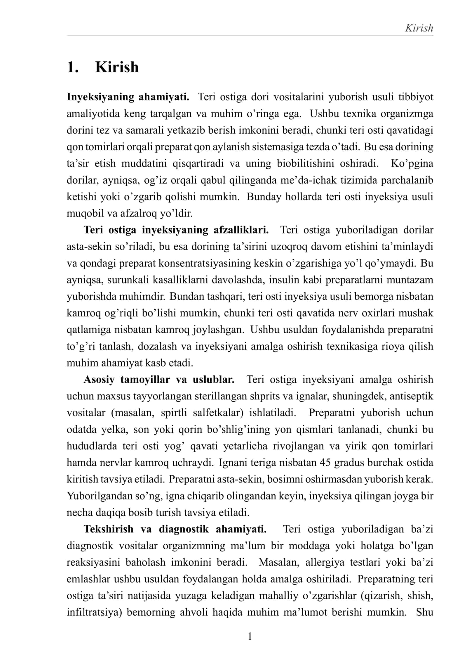 ”Teri ostiga inyeksiya qilish texnikasi” 3