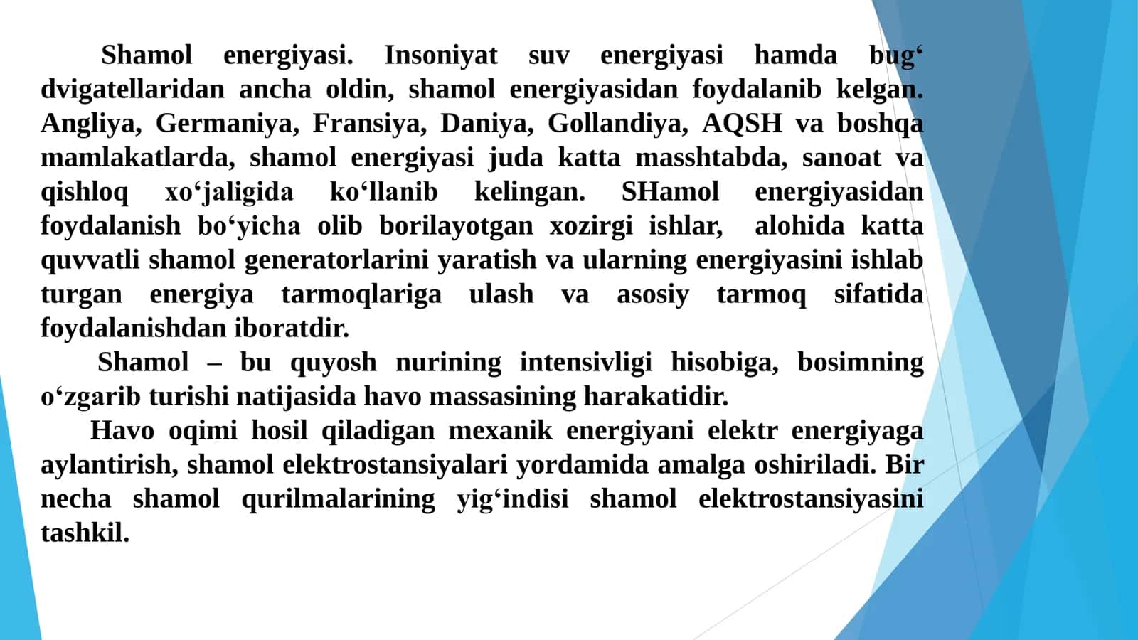 Shamol energiyasidan foydalanish 3