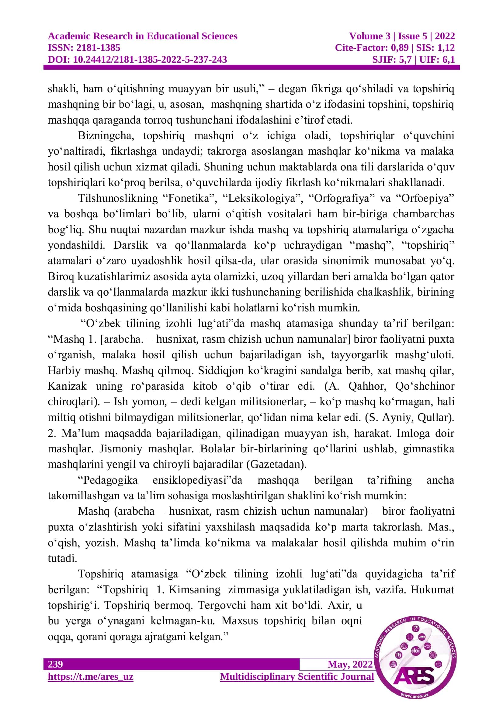 ONA TILI MASHG‘ULOTLARI O‘QUV TOPSHIRIQLARINING BERILISHI VA ULARNING MAZMUNI 3