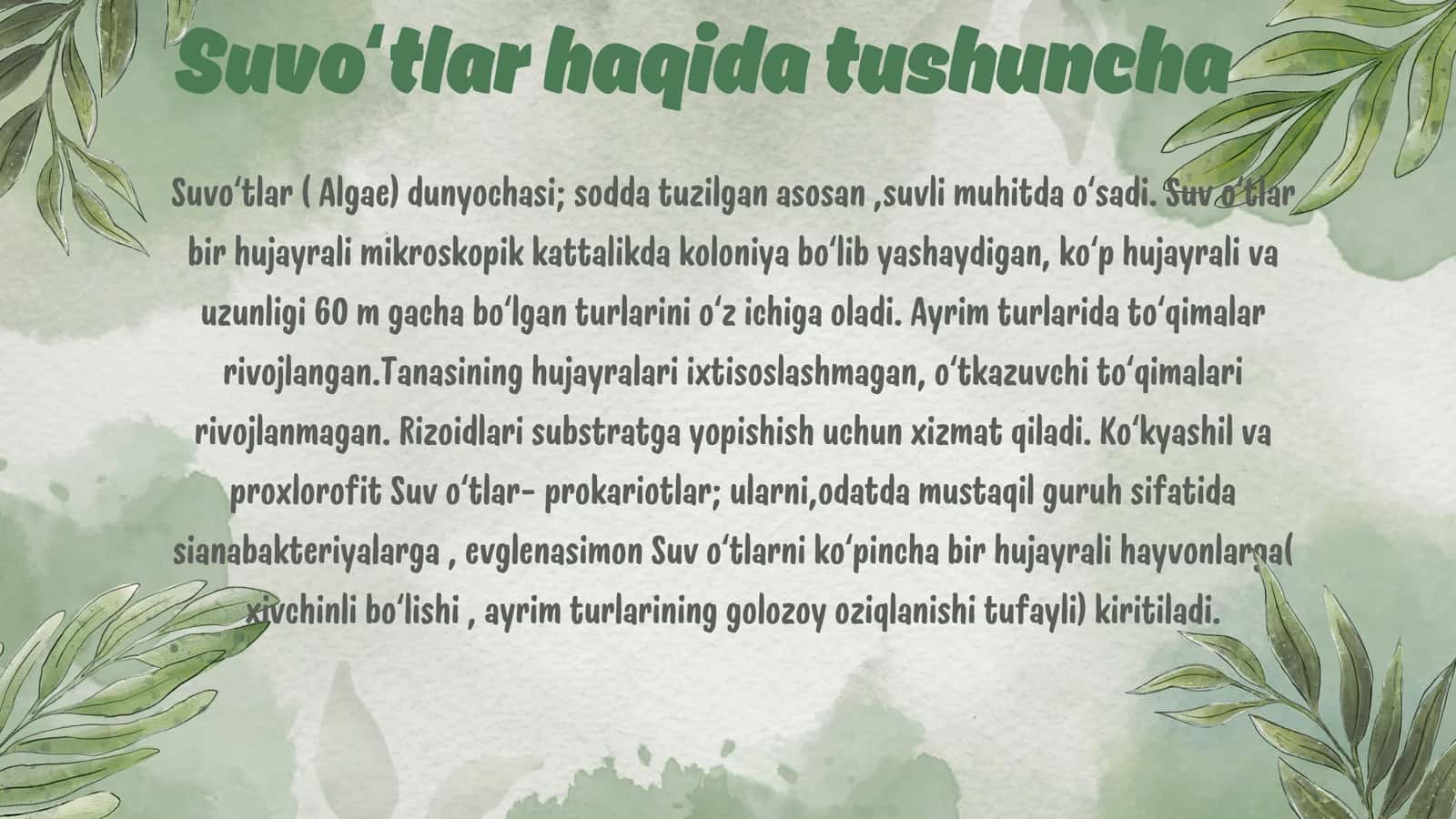 Suvoʻtlarning zamonaviy sistematik boʻlimlari va kategoriyalari 3