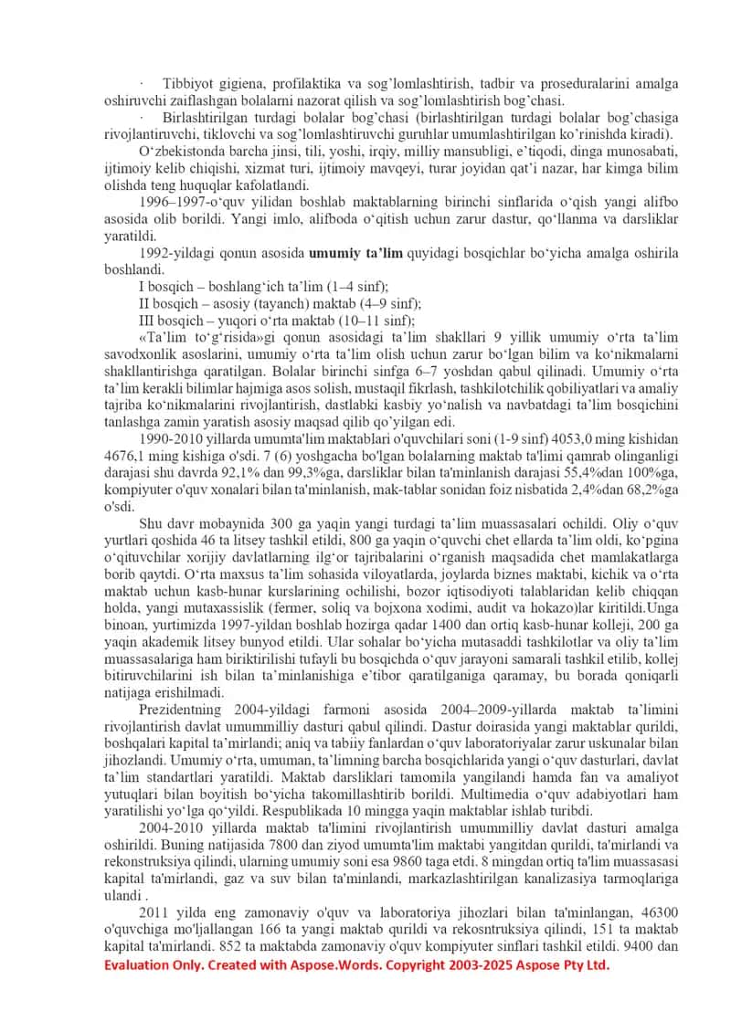 O’zbekiston Respublikasida ta’lim sohasida amalga oshirilgan islohotlar 3