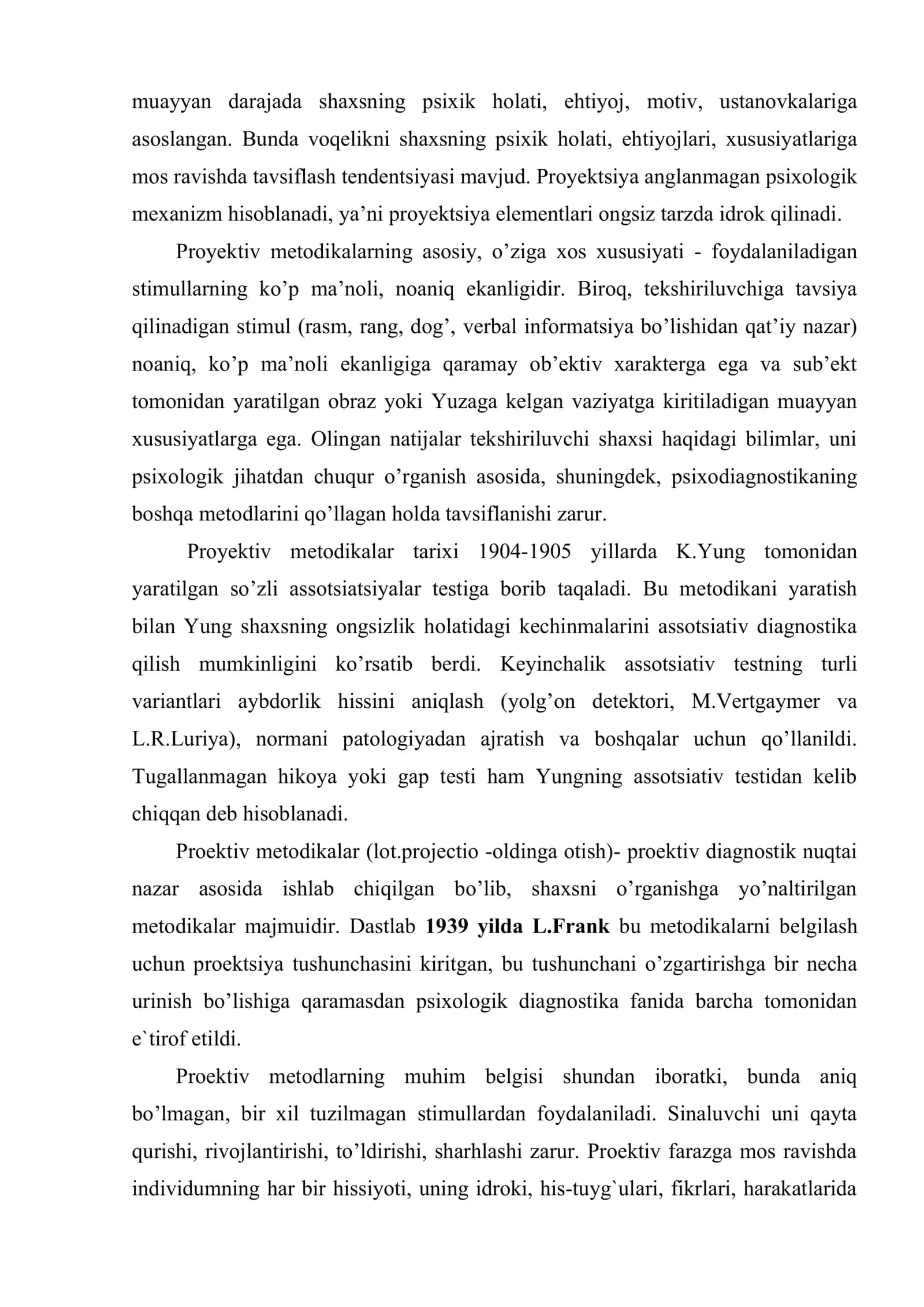 Shaxs psixodiagnostikasi proyektiv metodikalardan foydalanish 3