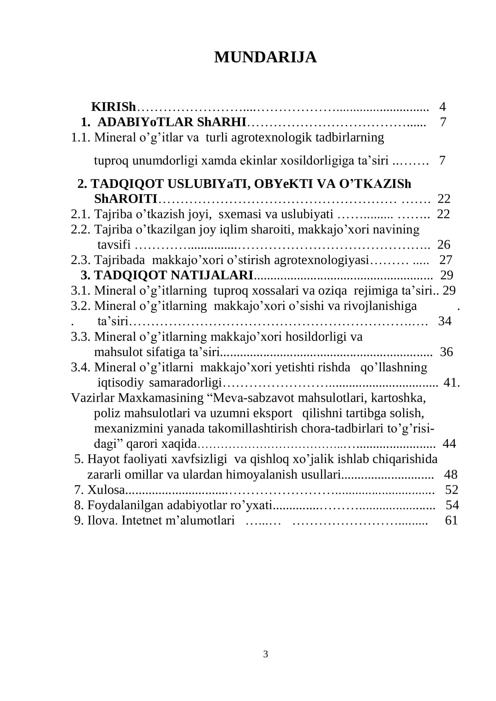 Tuproqshunoslik va o’simliklarni himoya qilish malakaviy bitiruv ishi 3