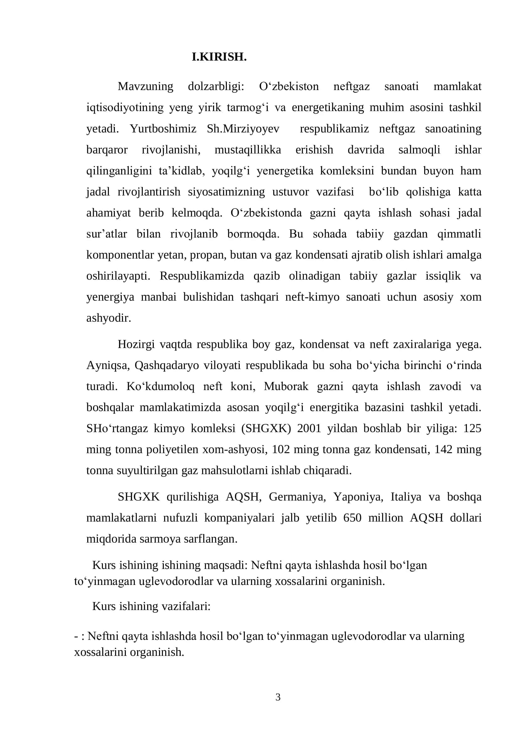 Neftni qayta ishlashda hosil bo„lgan to„yinmagan uglevodlar 3