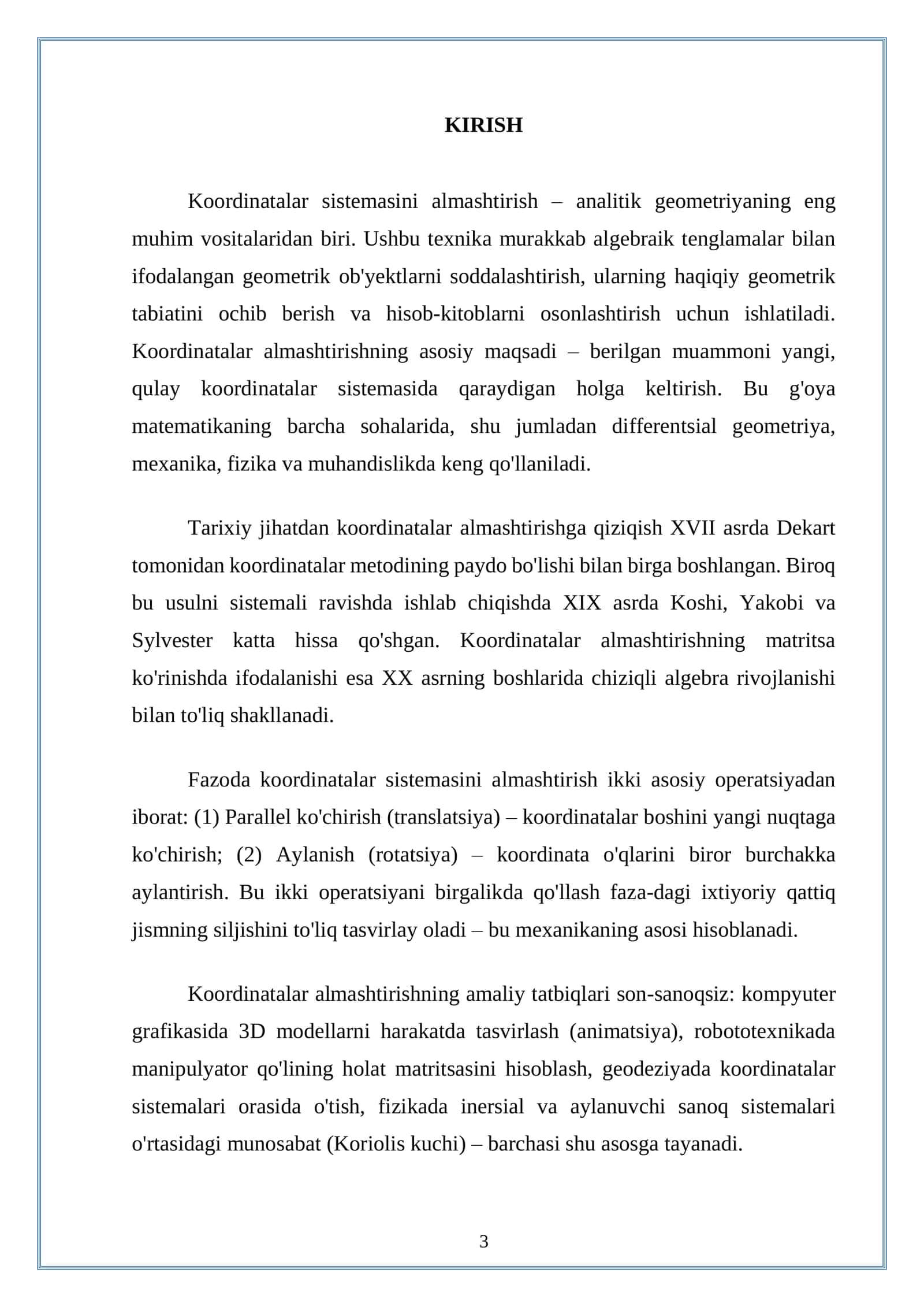 FAZODA DEKART KOORDINATALAR SISTEMASINI ALMASHTIRISH 3
