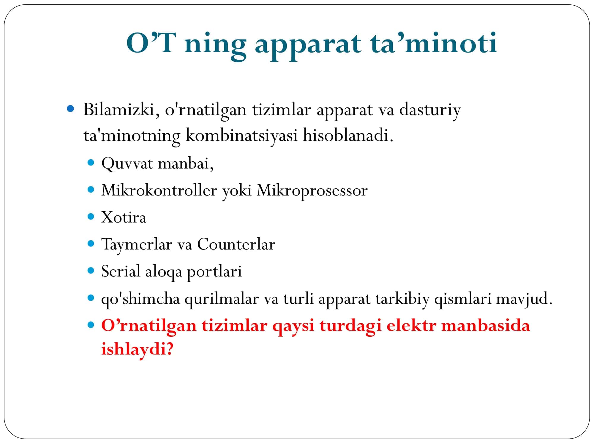 Arduino tizimi asosida o‘rnatilgan tizimlarning apparat vositalarini loyixalashtirish 3