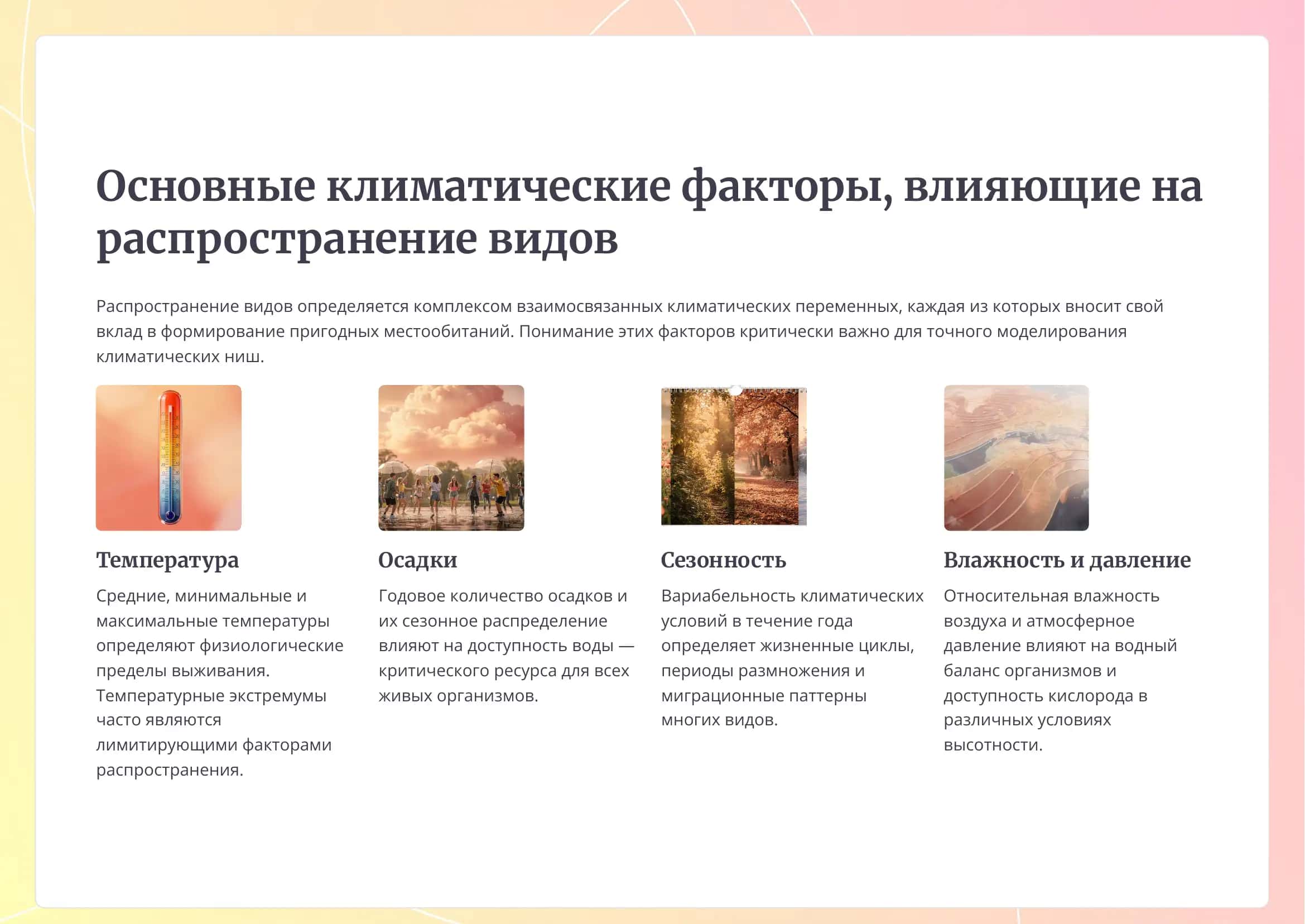 Определение климатического профиля видов (Эко-климатическая ниша 3