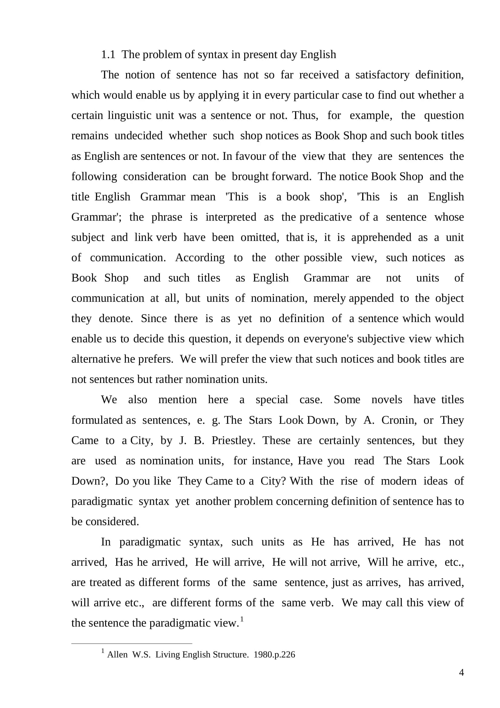 The problem of English syntax in present day English 3