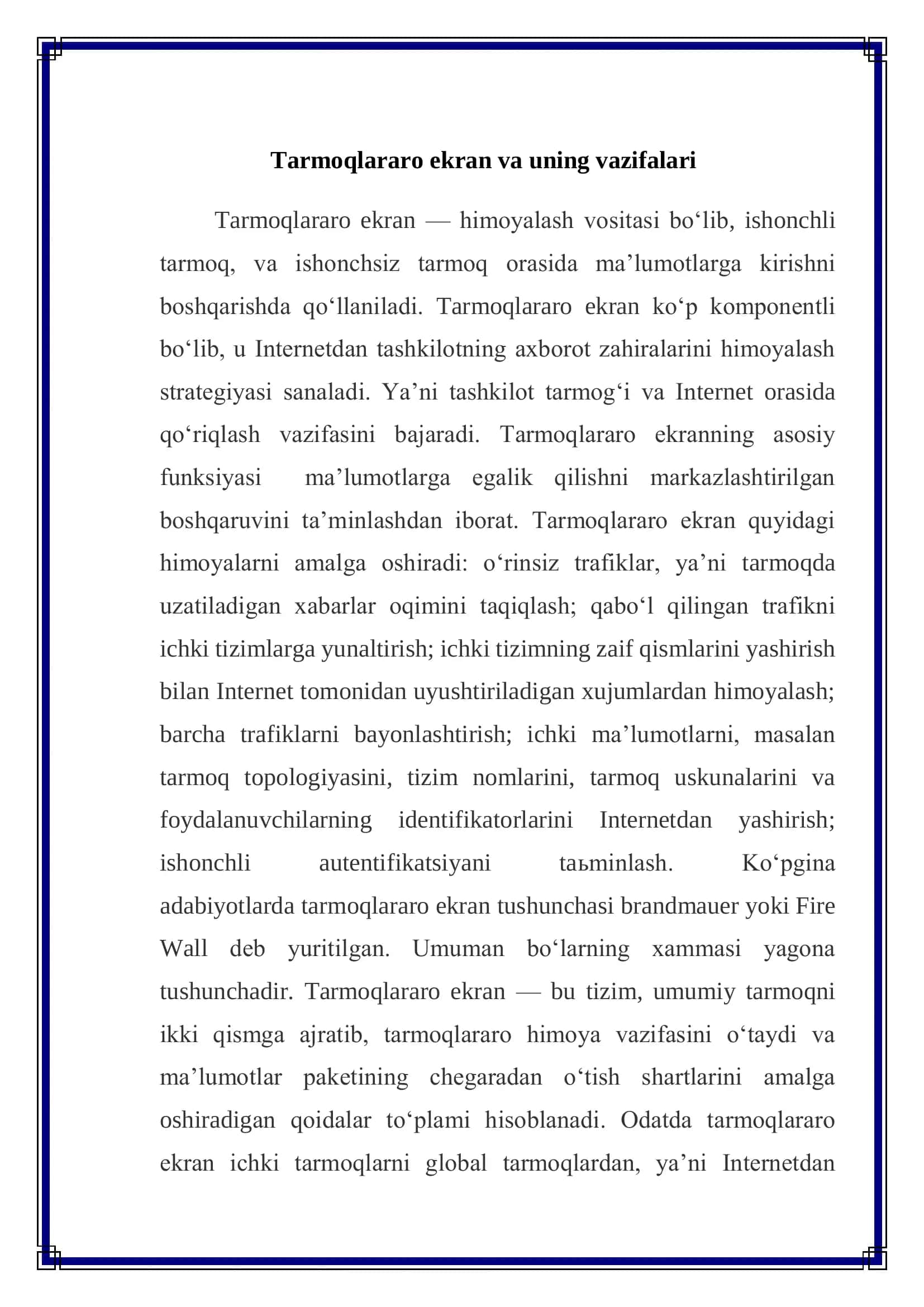 Tarmoqlararo ekran – qism tarmoqni ekranlashtirish 3