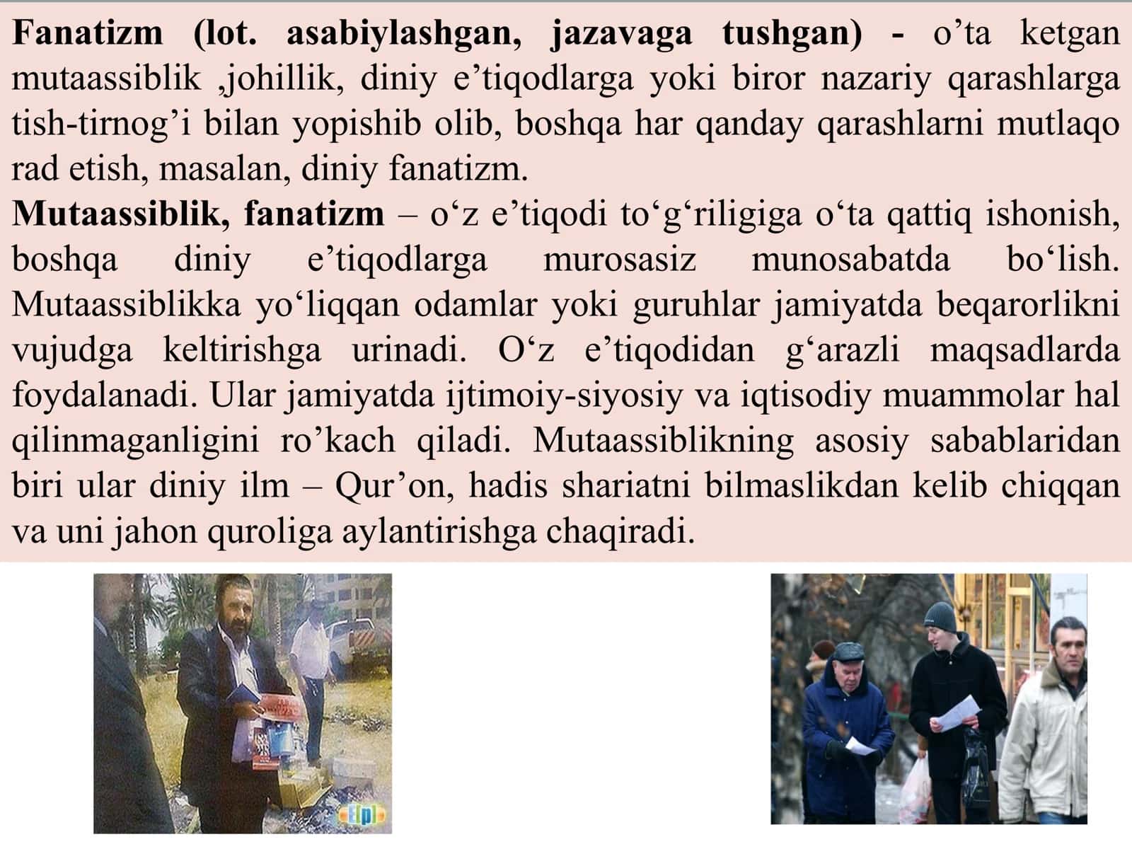 DINIY FANATIZM, EKSTREMIZM, FUNDAMENTALIZM VATERRORIZMNING TARIXI 3