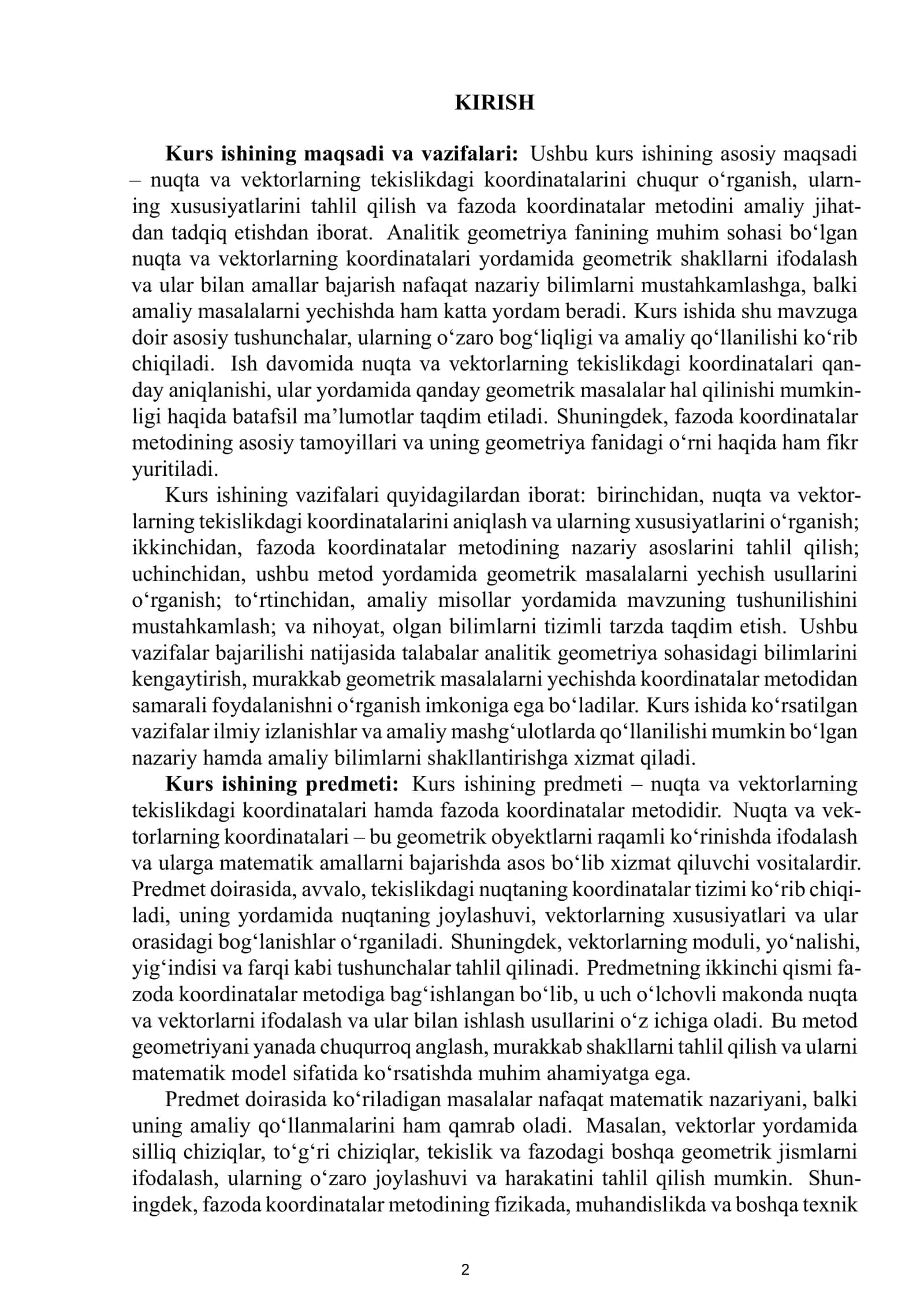 ANALITIK GEOMETRYA FANIDAN TAYYORLAGAN KURS ISHI 3