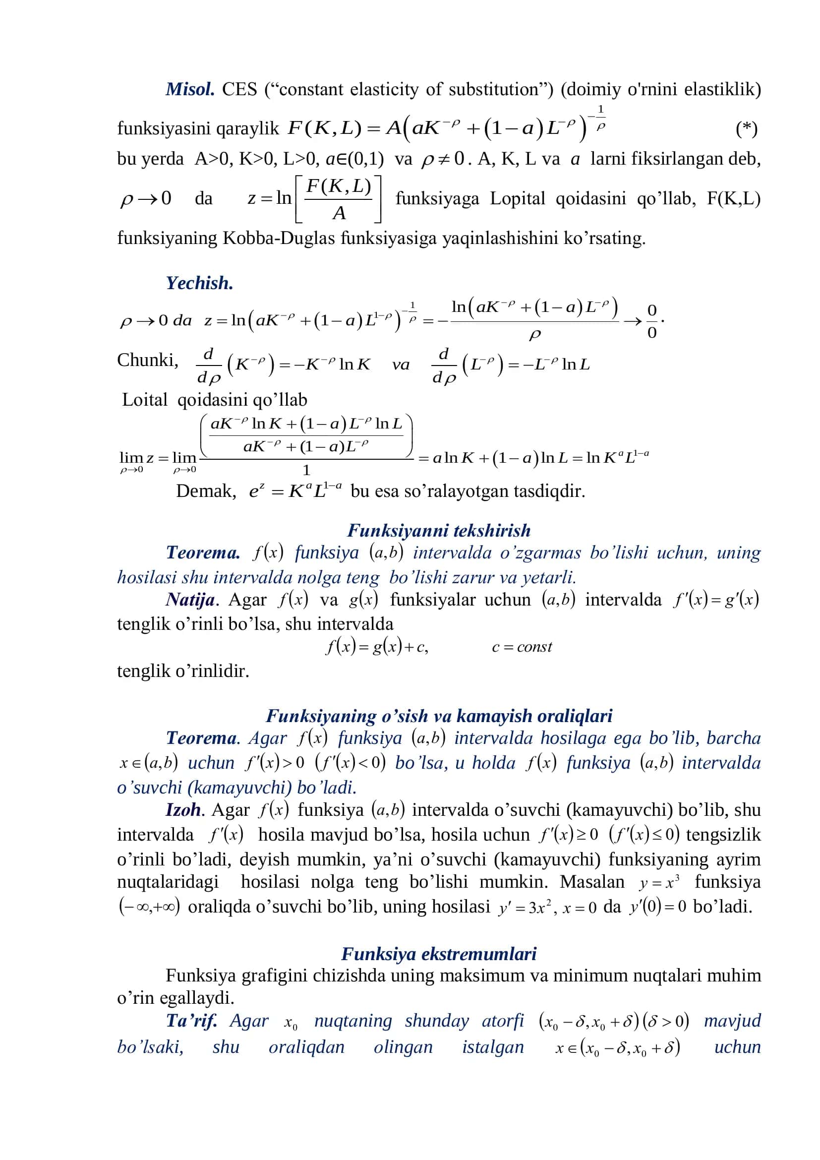 Differensiallanuvchi funksiyalar va ular uchun asosiy teoremalar 3