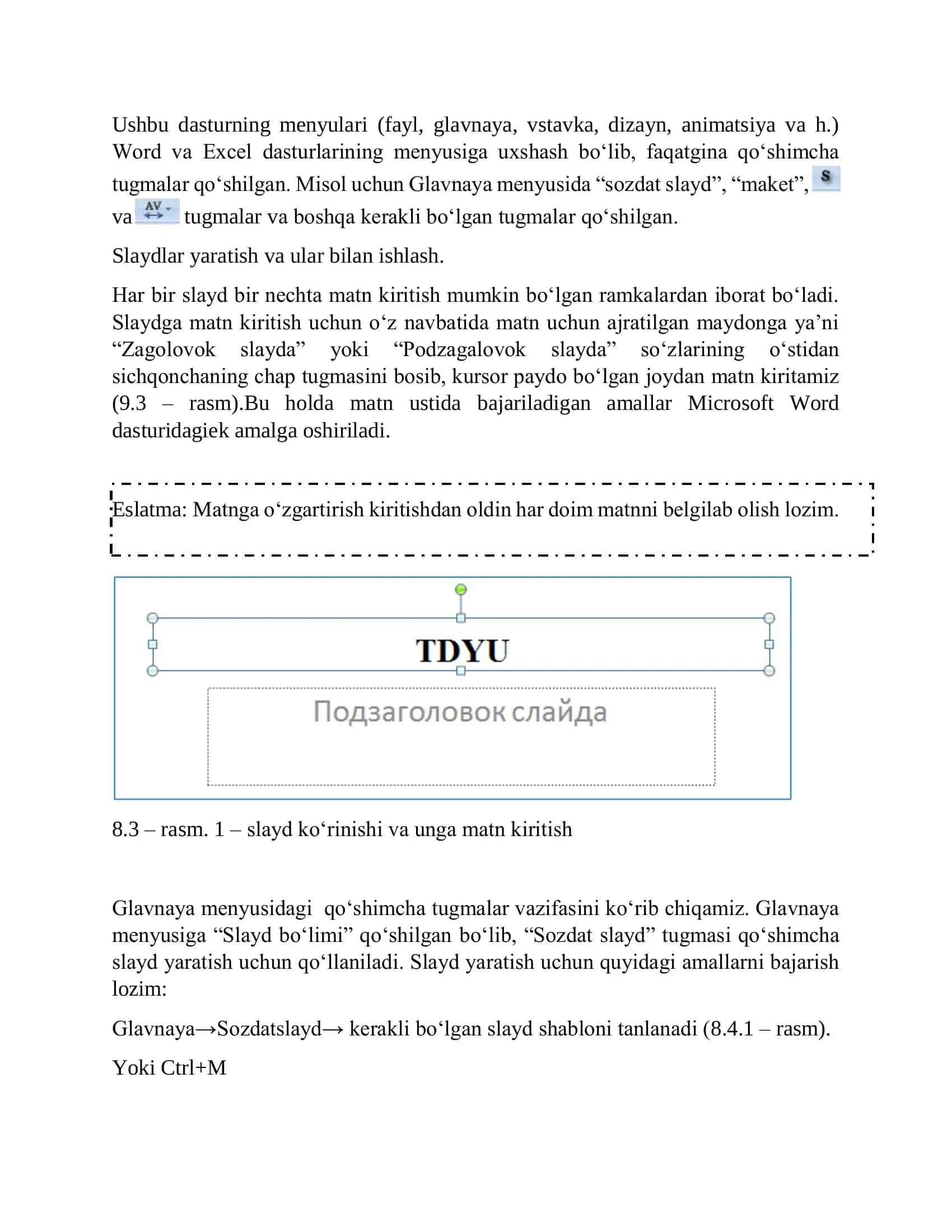 MS Power Point dastur interfeysi 3