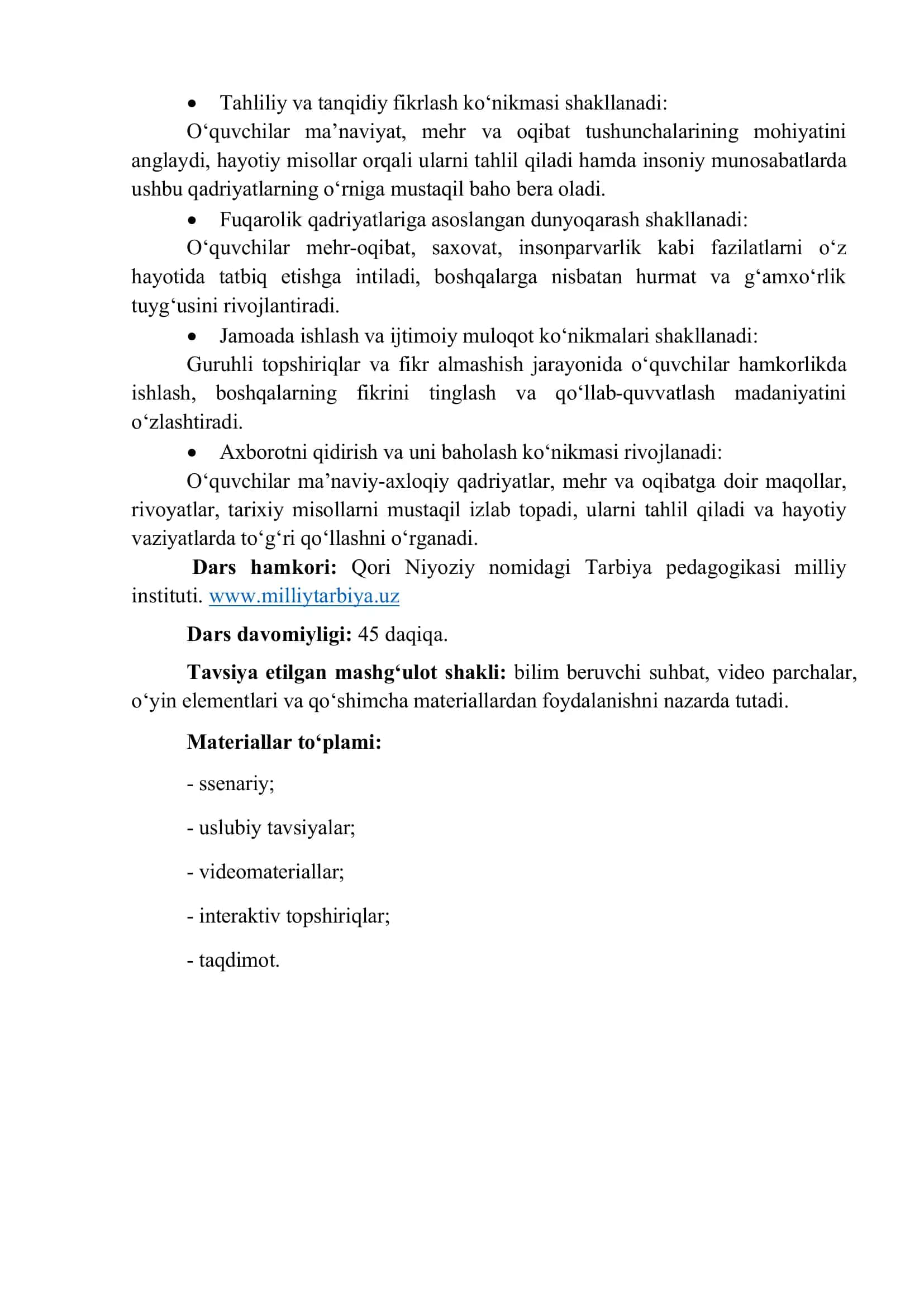 "Kelajak soati" darsining 9-11-sinflar uchun mashg‘ulot ssenariysi 3