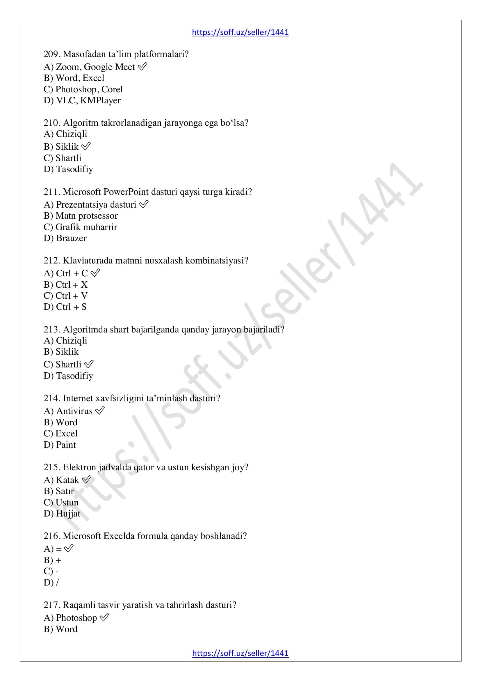 ARGOS test Axborot-kommunikatsiya texnologiyalari 3-qism 3