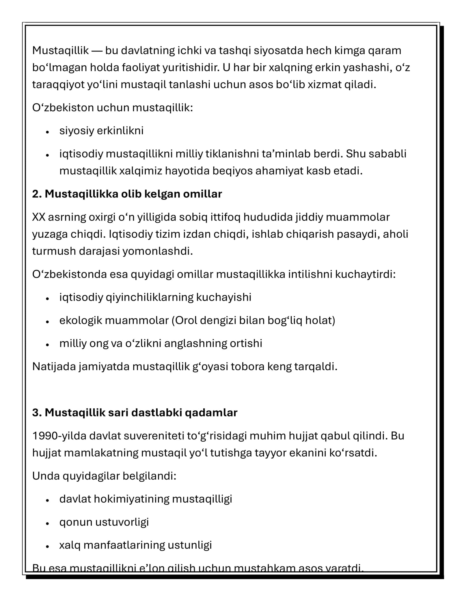 O‘ZBEKISTONNING MUSTAQILLIKKA ERISHISHI 3