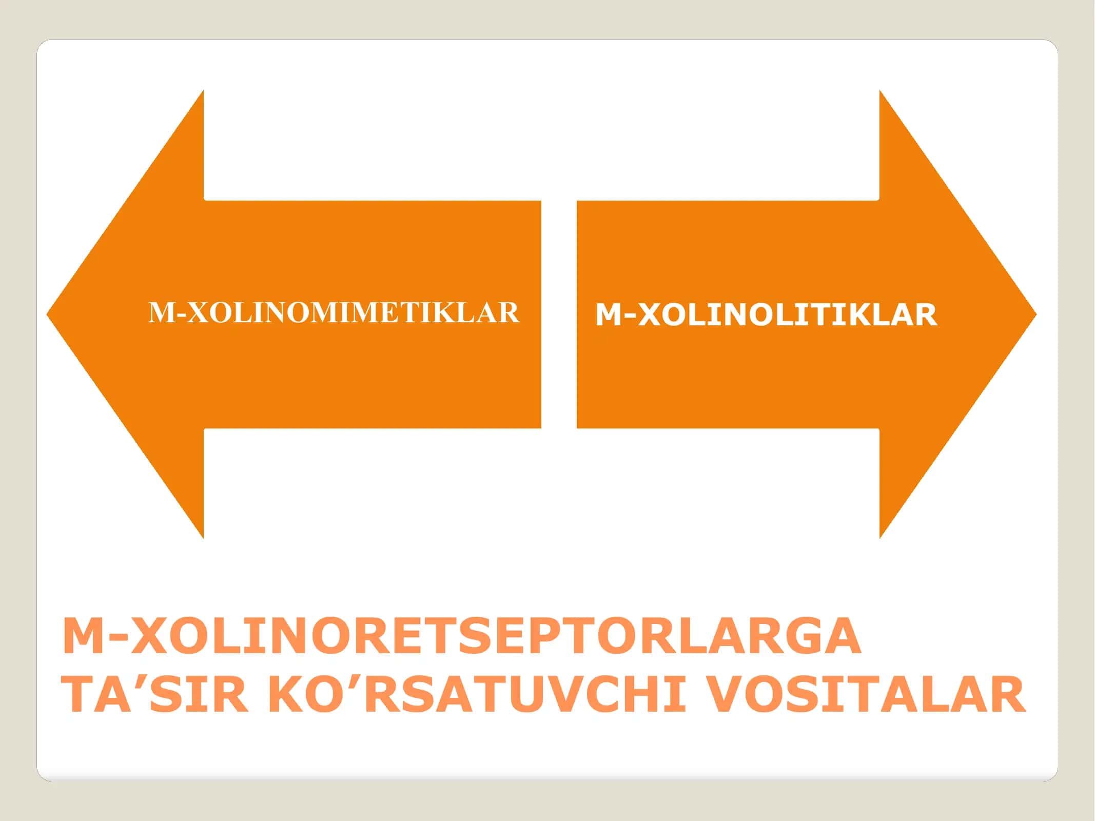 M-xolinoretseptorlarga tasir etuvchi vositalar 3