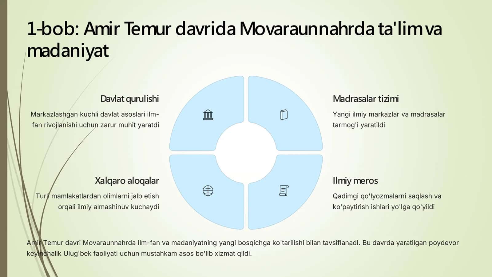 Mirzo Ulug'bekning pedagogik g'oyalari va ta'lim rivojidagi xizmatlari 3