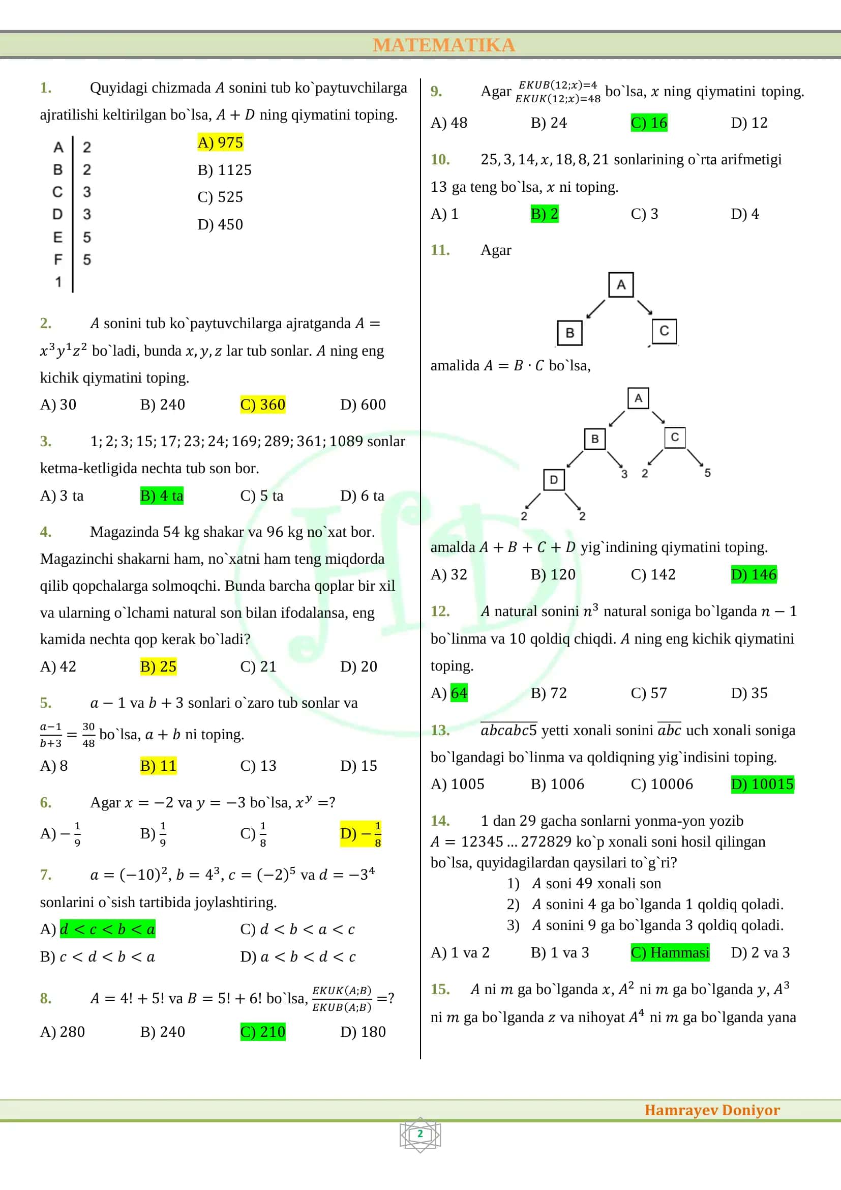 HD-Repetition sinov testlari bazasi 3