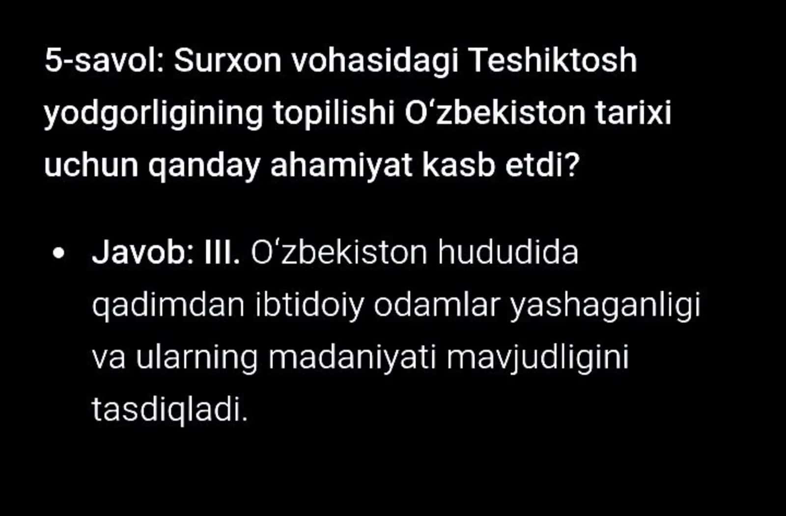 11-sinf Oʻzbekiston Tarixi imtihon javoblari 2026 3