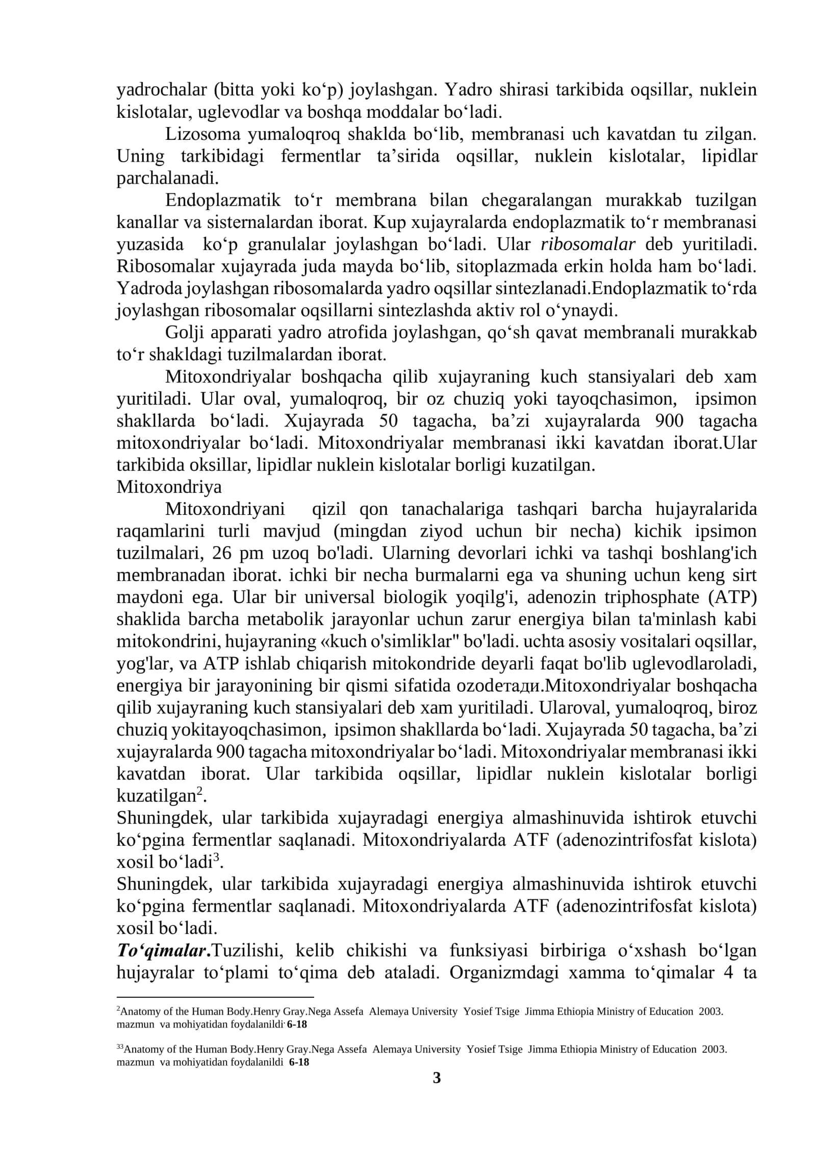 ANATOMIYA FANIGA KIRISH. ANATOMIYA FANINING PREDMETI, MAQSADI, VAZIFALARI, O’RGANISH USULLARI, BIOLOGIYA FANLARI SISTEMASIDA TUTGAN O’RNI. TAYANCH-XARAKAT SISTEMASI. SUYAKLARNING TARKIBI, TUZILISHI VA XILLARI. SUYAKLANISH JARAYONLARI 3