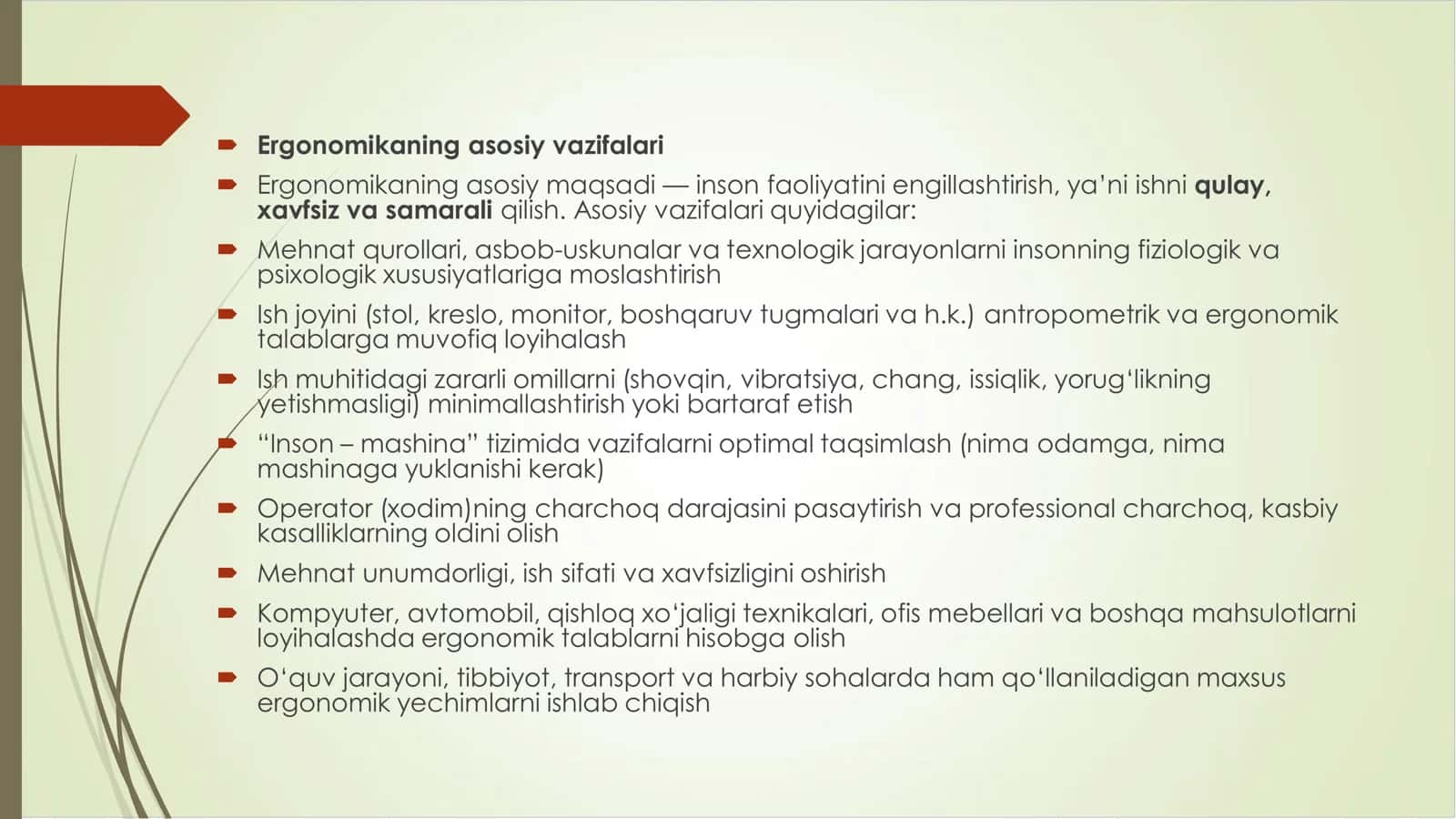 Faoliya xavfsizligini ta’minlashning erganomik ko`rsatkichlarini tahlil qilish 3