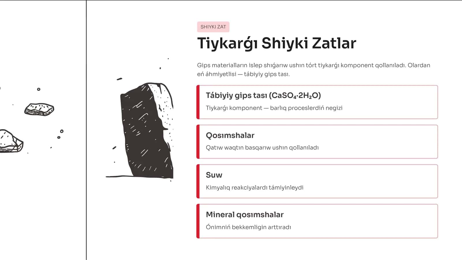 Músinshilik (Gipsli) Materiallardı Islep Shıǵ arıw Texnologiyası 3