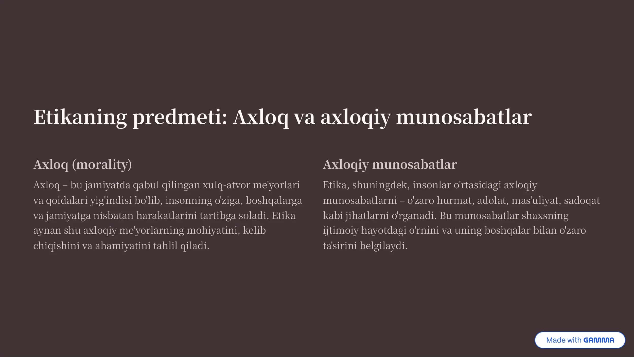 Etikaning Predmeti, Maqsadi va Vazifalari 3