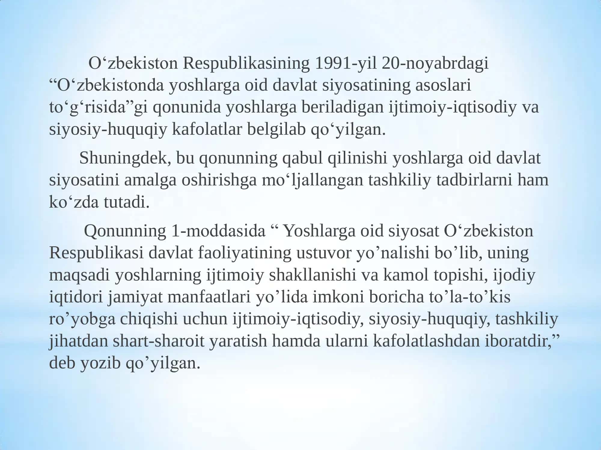 O‘zbekistonda yoshlarga oid davlat siyosati 3