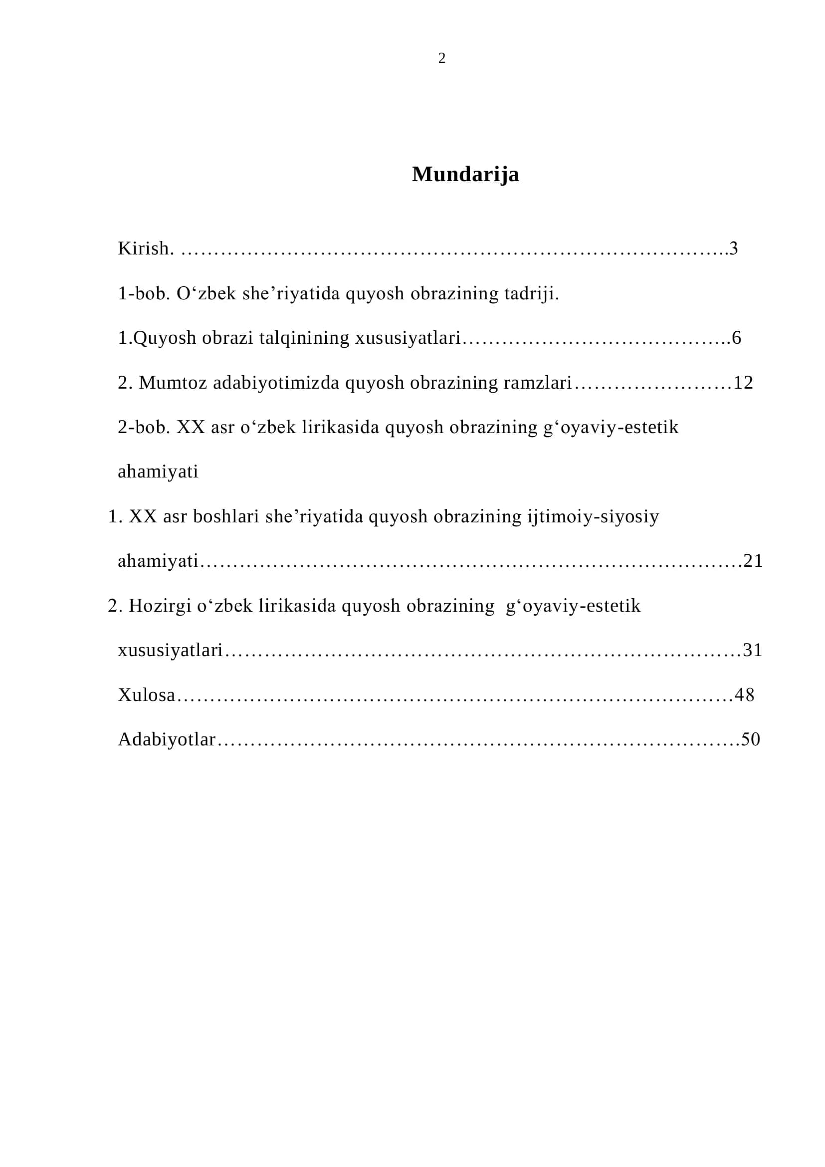 “HOZIRGI O„ZBEK LIRIKASIDA QUYOSH OBRAZINING BADIIY TALQINI” 3