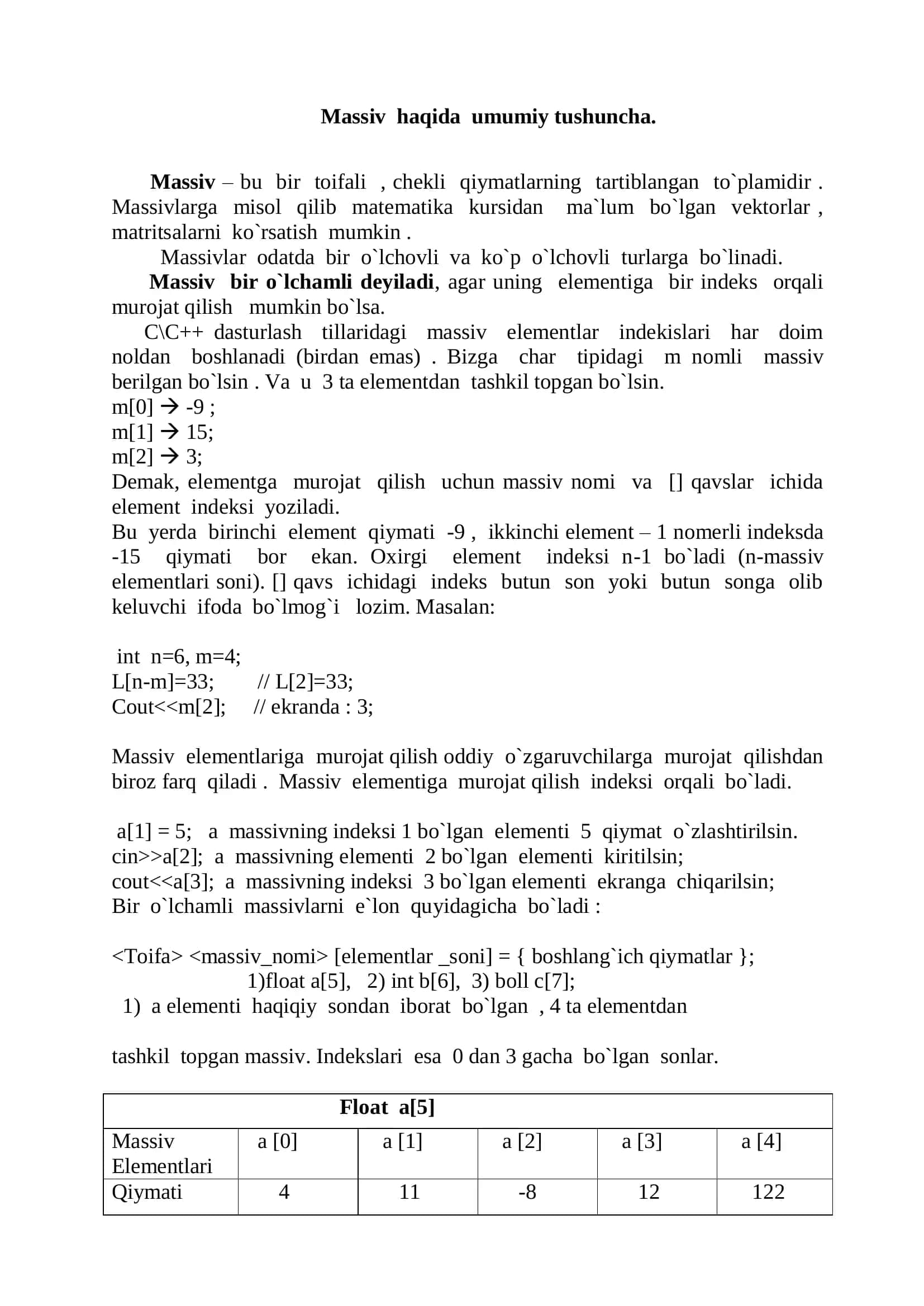 C++ da massivlar bilan ishlash 3