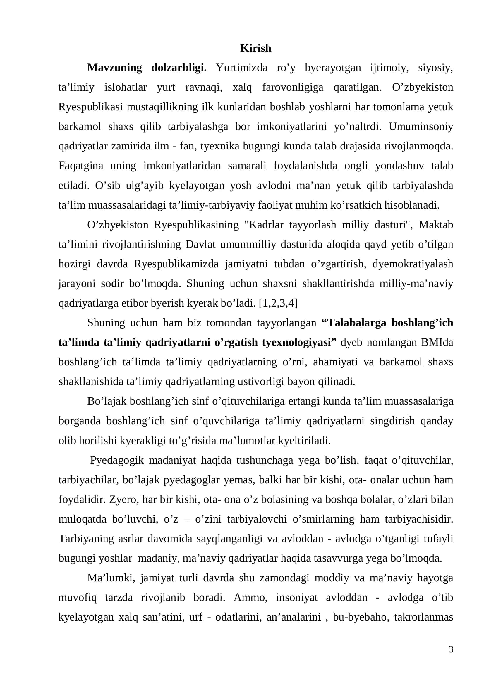 Talabalarga boshlang’ich ta’limda ta’limiy qadriyatlarni o’rgatish tyexnologiyasi 3