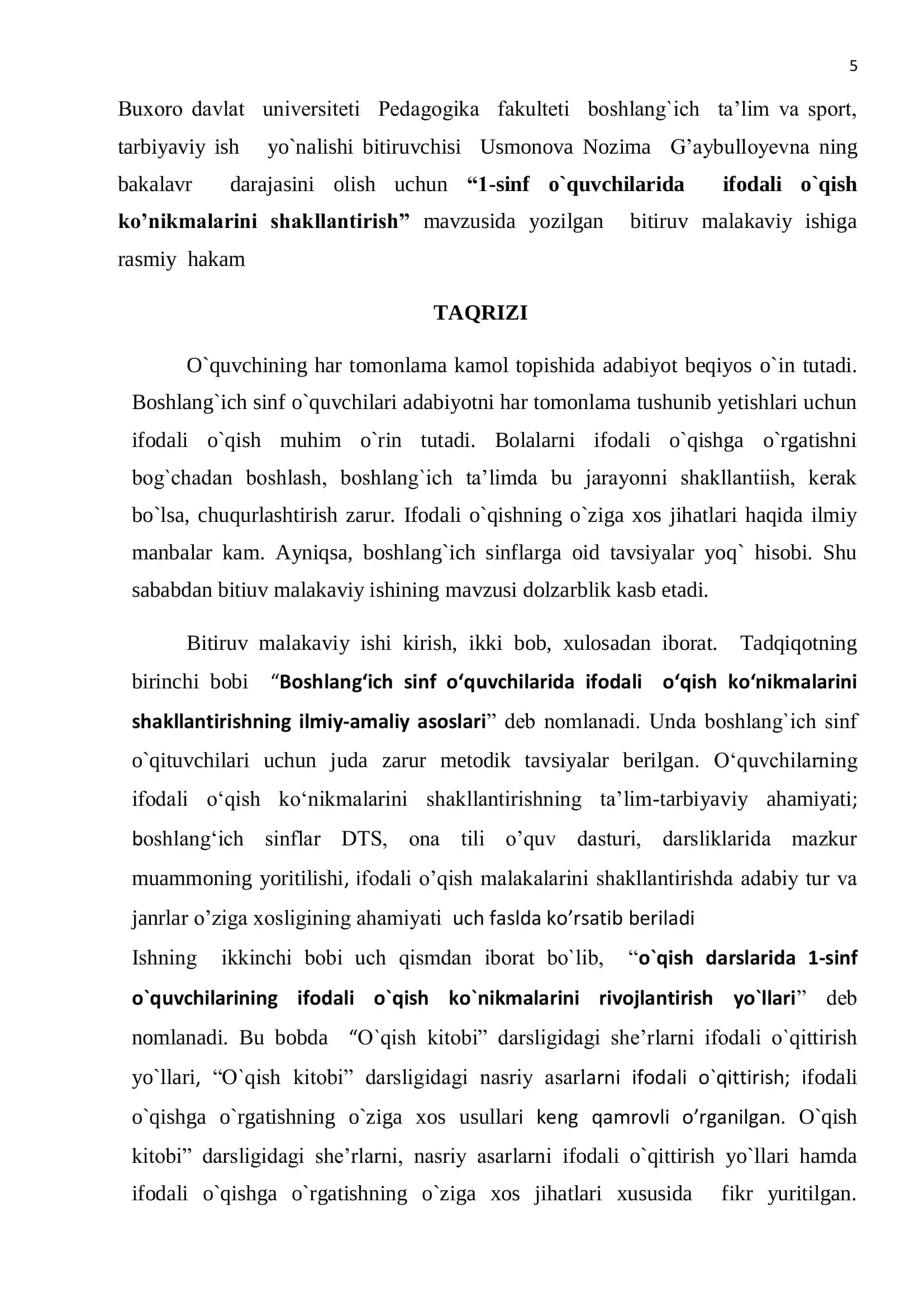 1-sinf o`quvchilarida ifodali o`qish ko’nikmalarini shakllantirish 3