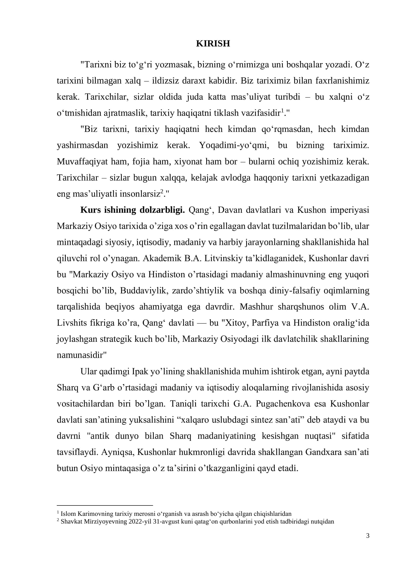 Qang‘, Davon va Kushon davlatlari tarixi tarixshunosligi. 3