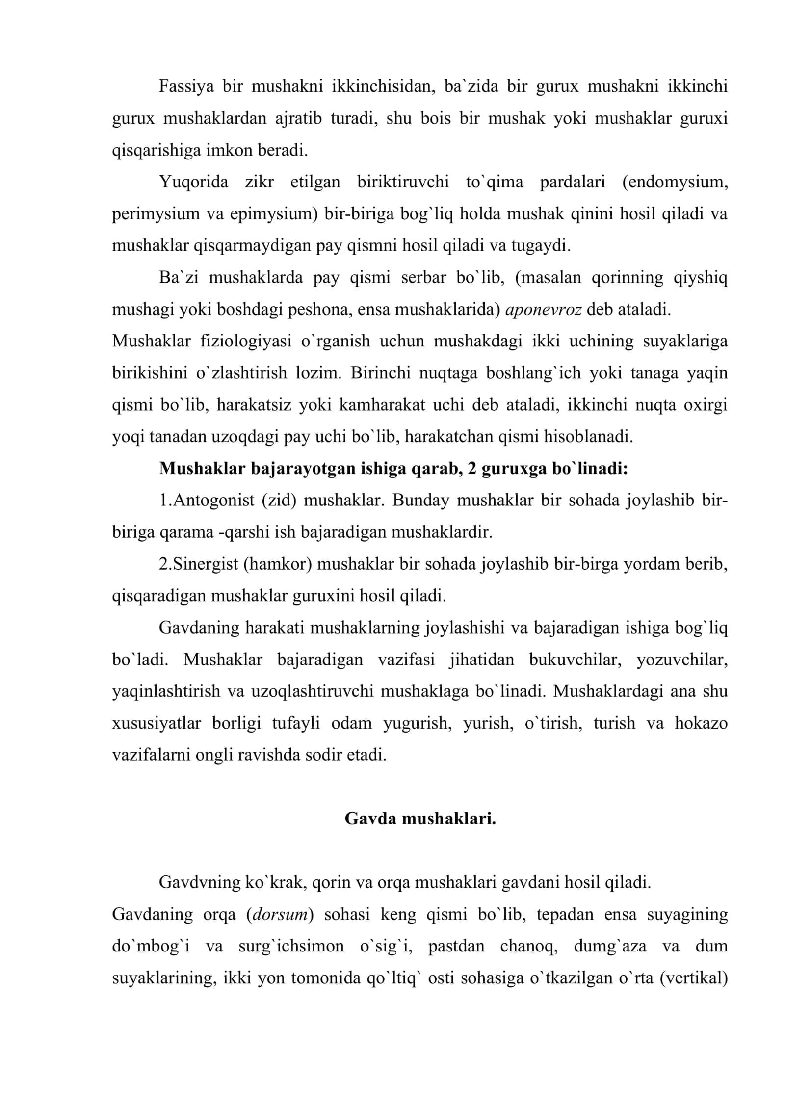 Mushaklar (gyologia) Mushaklar haqida umumiy ma`lumot 3