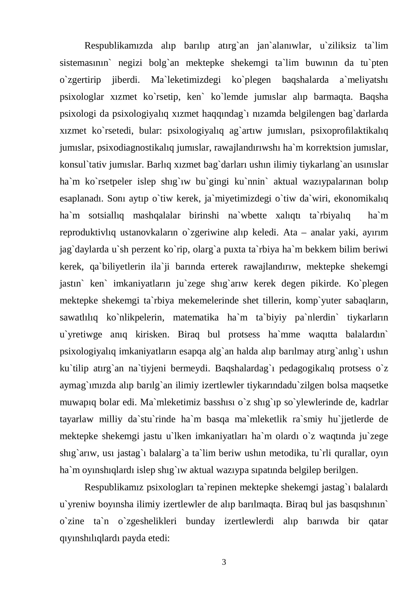 Mektepke Shekemgi Ta'lim Mekemelerinde Psixologtin Xizmeti 3