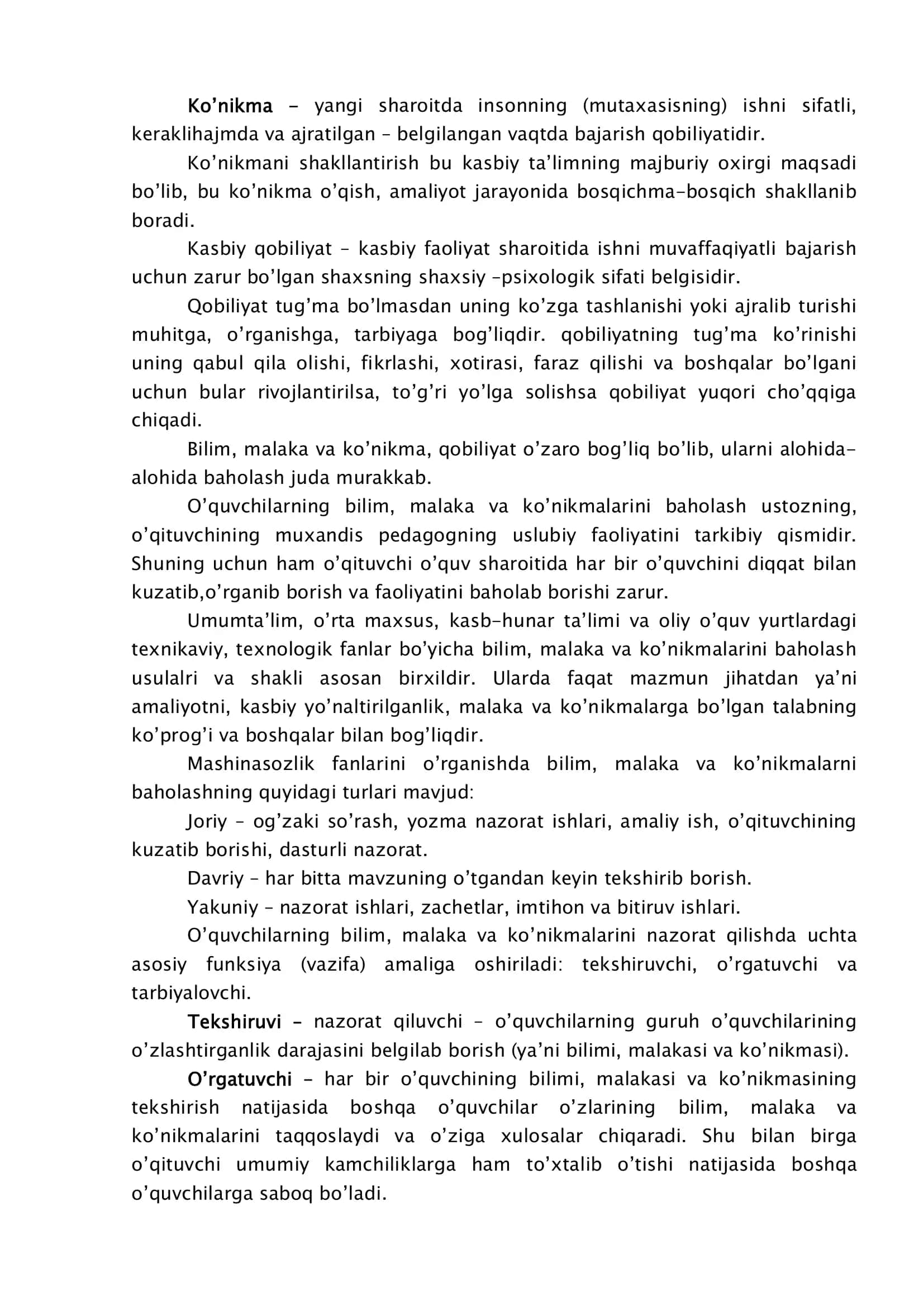 O’QUVCHILARNING BILIM, MALAKA VA KUNIKMALARINI TEKShIRISh VA BAXOLASh 3