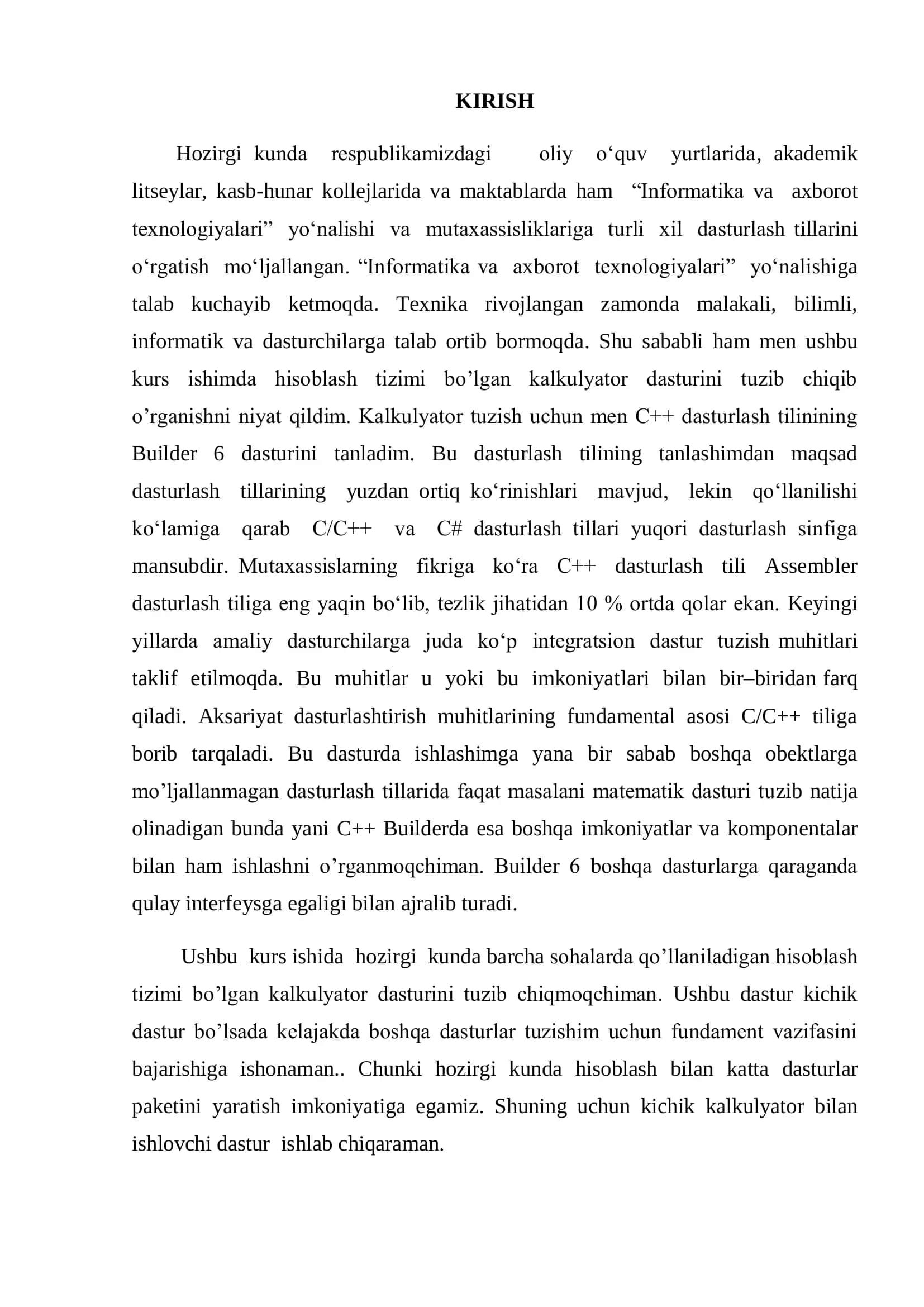 C++ DASTURLASH TILIDA HISOBLASH KALKULYATORI 3