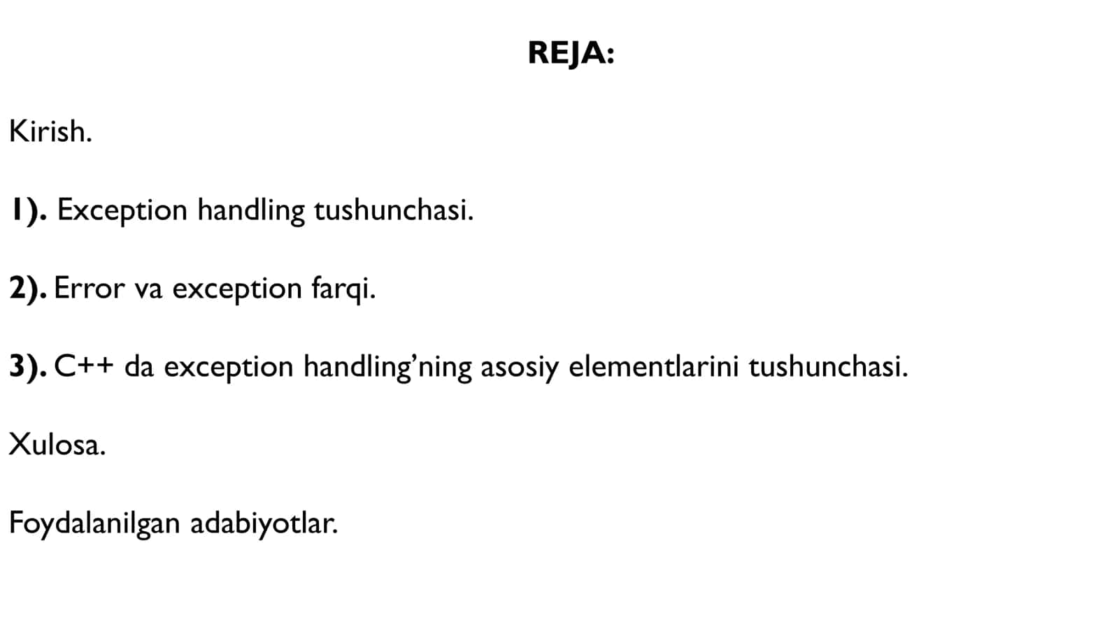 EXCEPTION HANDLING (ISTISNO BILAN ISHLASH) TIZIMI 3